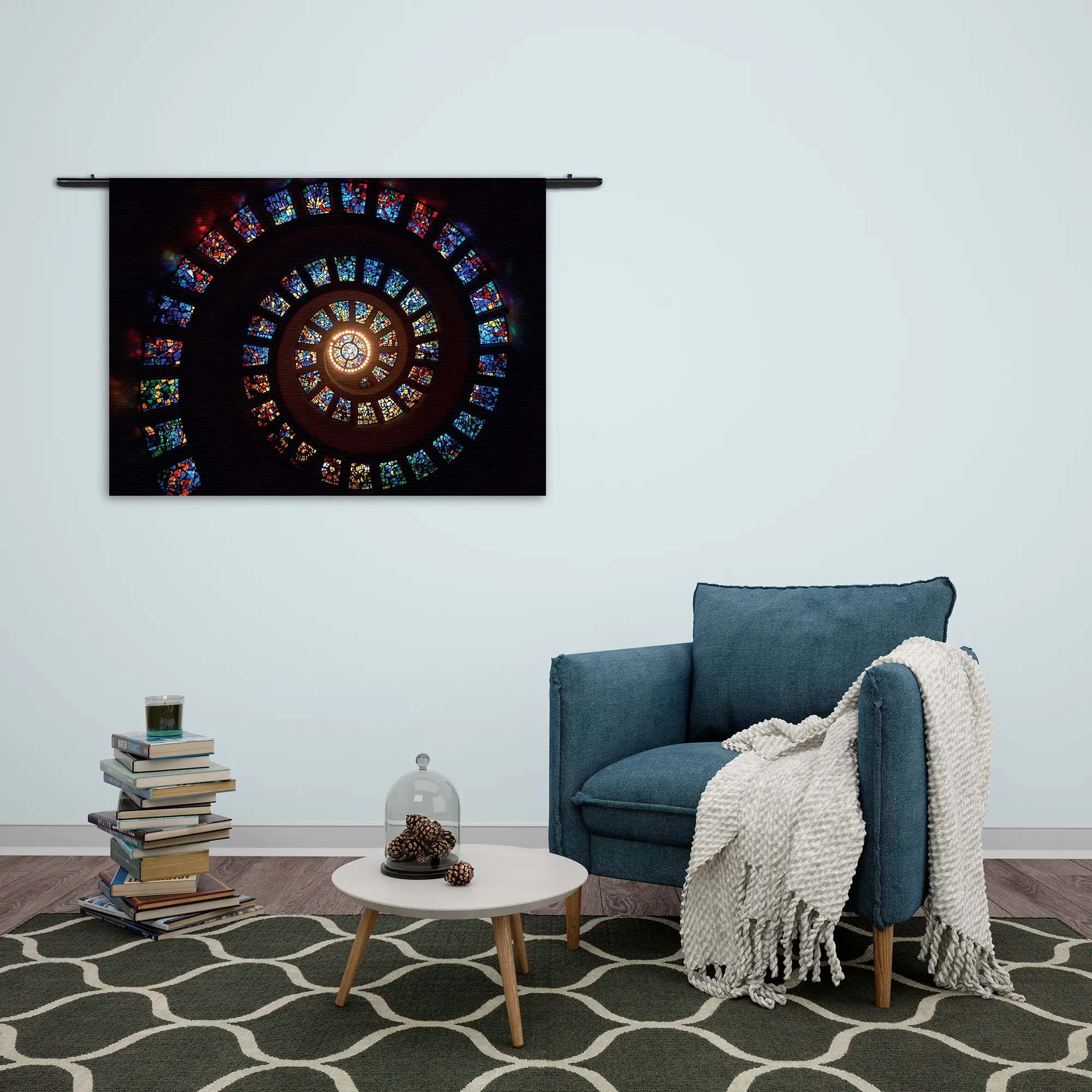 Wandkleed Glas en Lood Trappenhuis Rechthoek Horizontaal Template 50 70 WK Horizontaal Overig 06 2