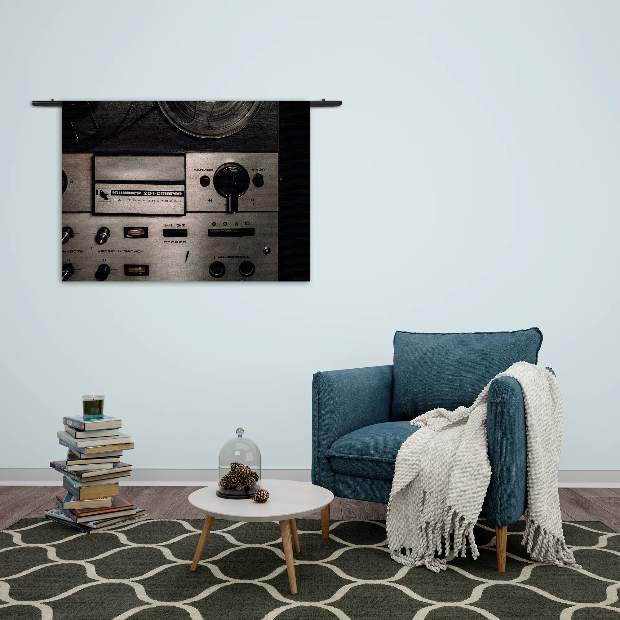 Wandkleed De Oude Bandrecorder Rechthoek Horizontaal Template 50 70 WK Horizontaal Retro 11 2