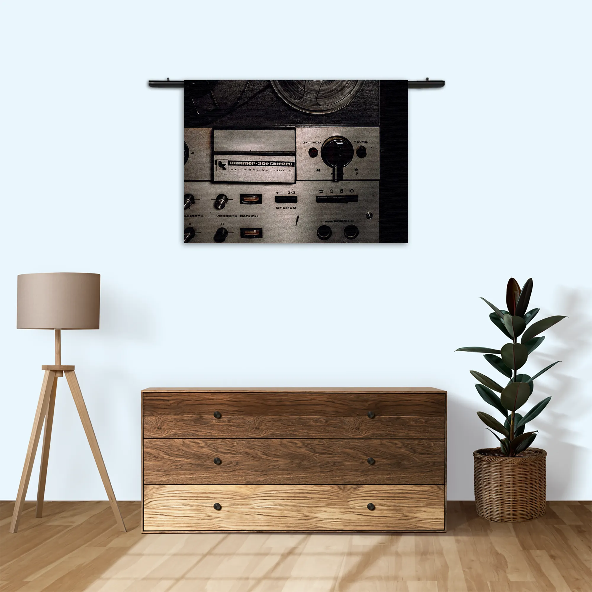Wandkleed De Oude Bandrecorder Rechthoek Horizontaal Template 50 70 WK Horizontaal Retro 11 3