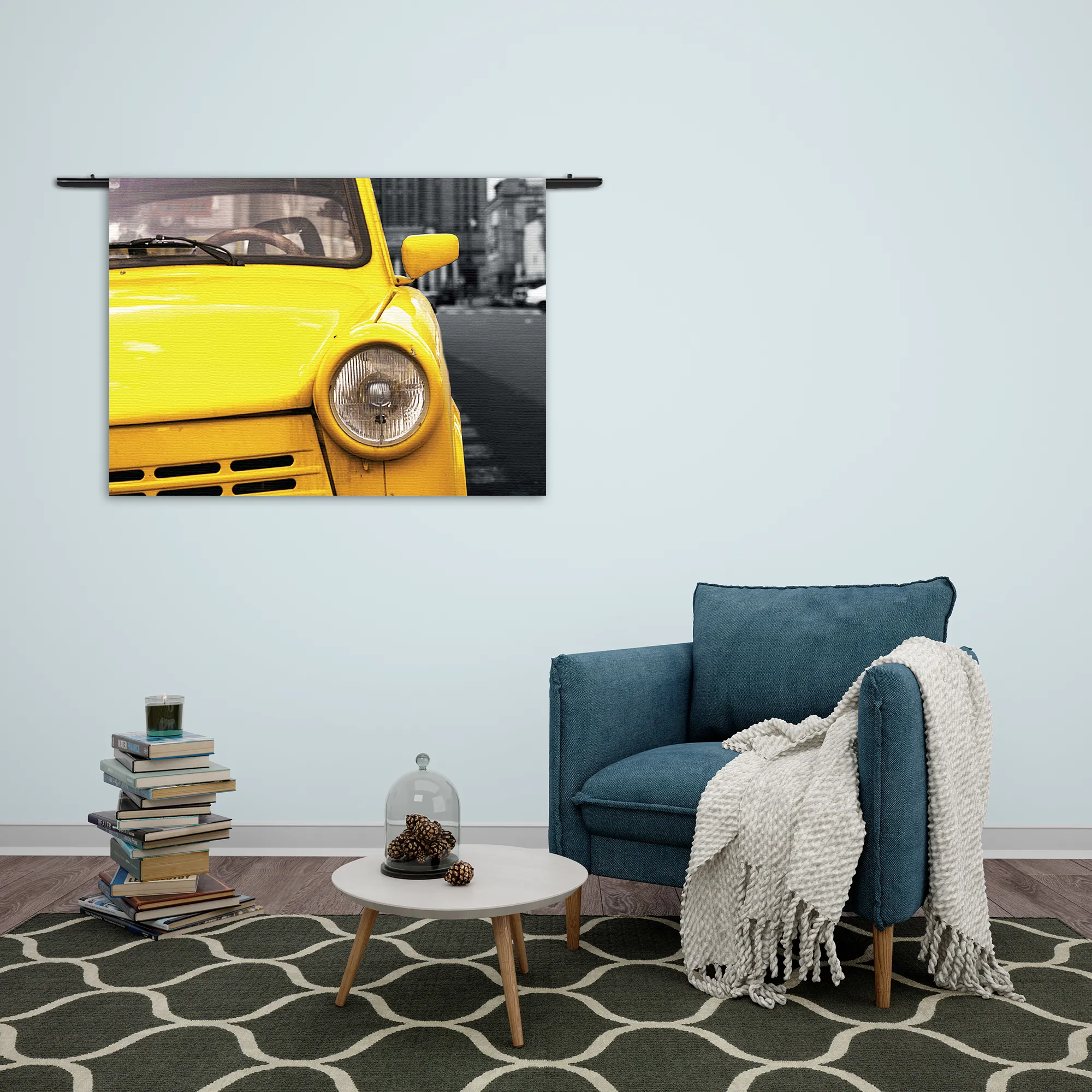 Wandkleed Old School Gele Taxi 02 Rechthoek Horizontaal Template 50 70 WK Horizontaal Retro 16 2
