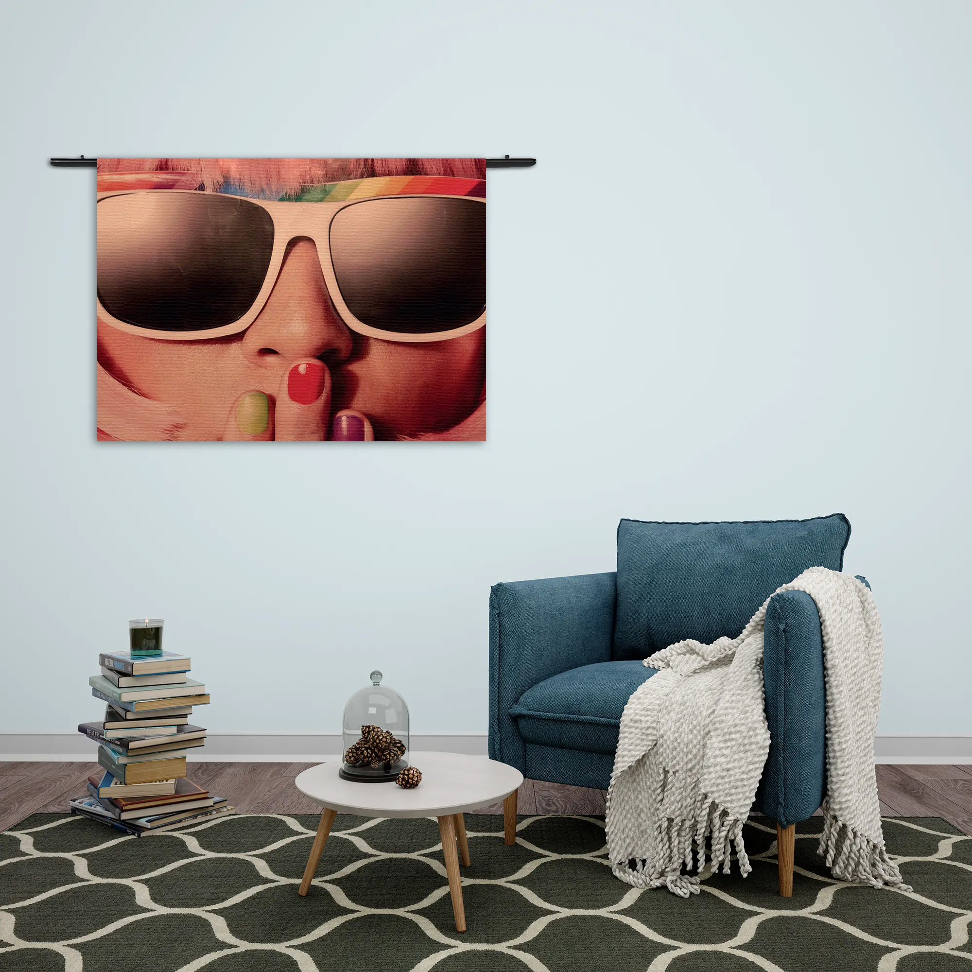 Wandkleed Keep Silence Hippie Rechthoek Horizontaal Template 50 70 WK Horizontaal Retro 9 2