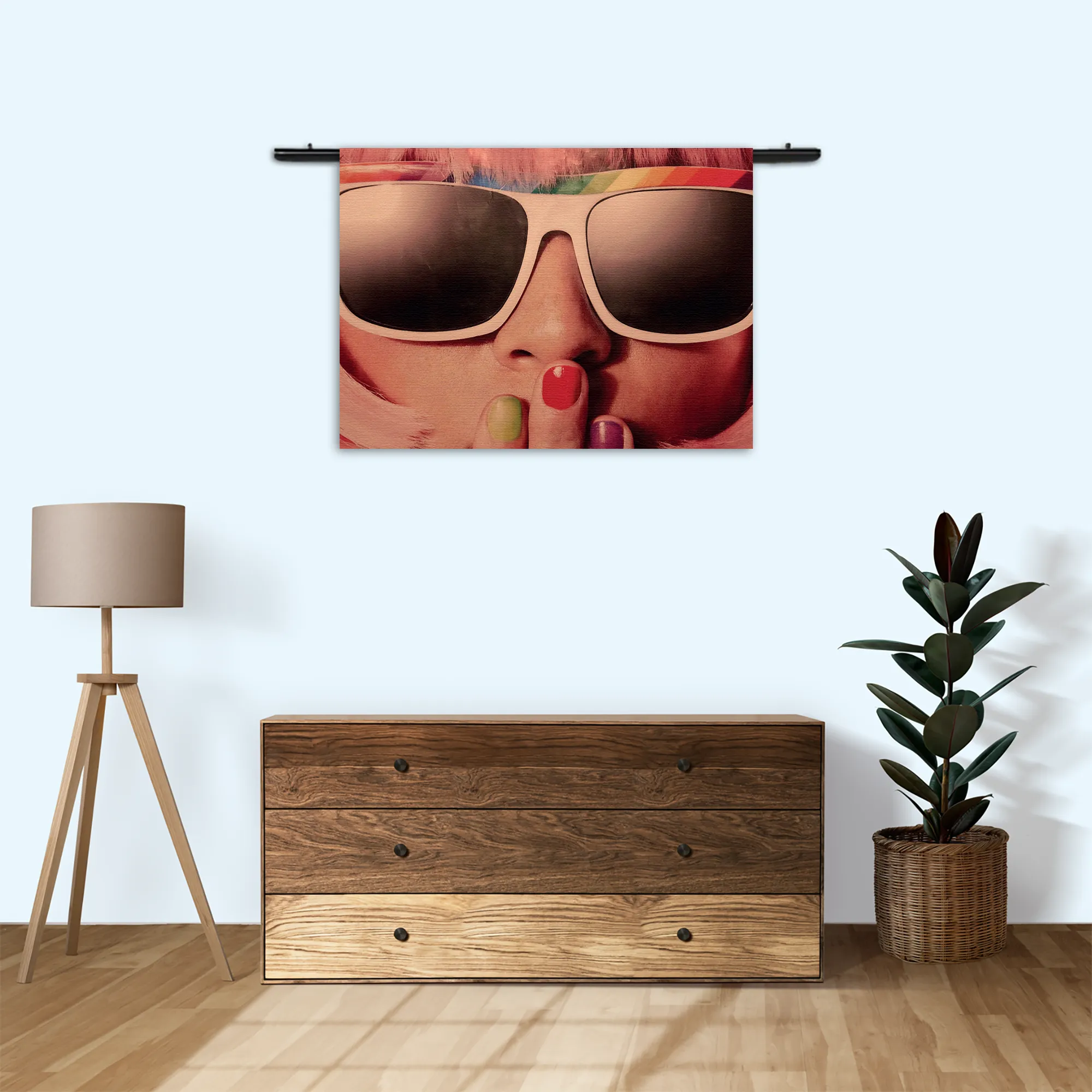 Wandkleed Keep Silence Hippie Rechthoek Horizontaal Template 50 70 WK Horizontaal Retro 9 3