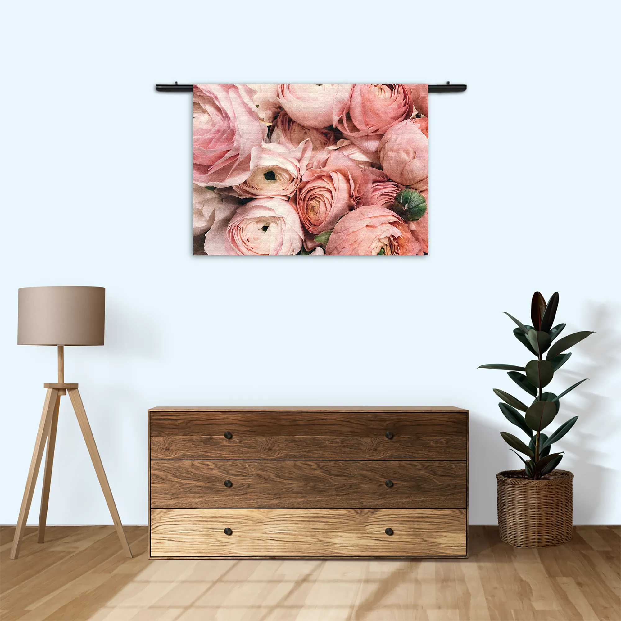 Wandkleed Roze Rozen Boeket Rechthoek Horizontaal Template 50 70 WK Horizontaal Romantisch 13 3