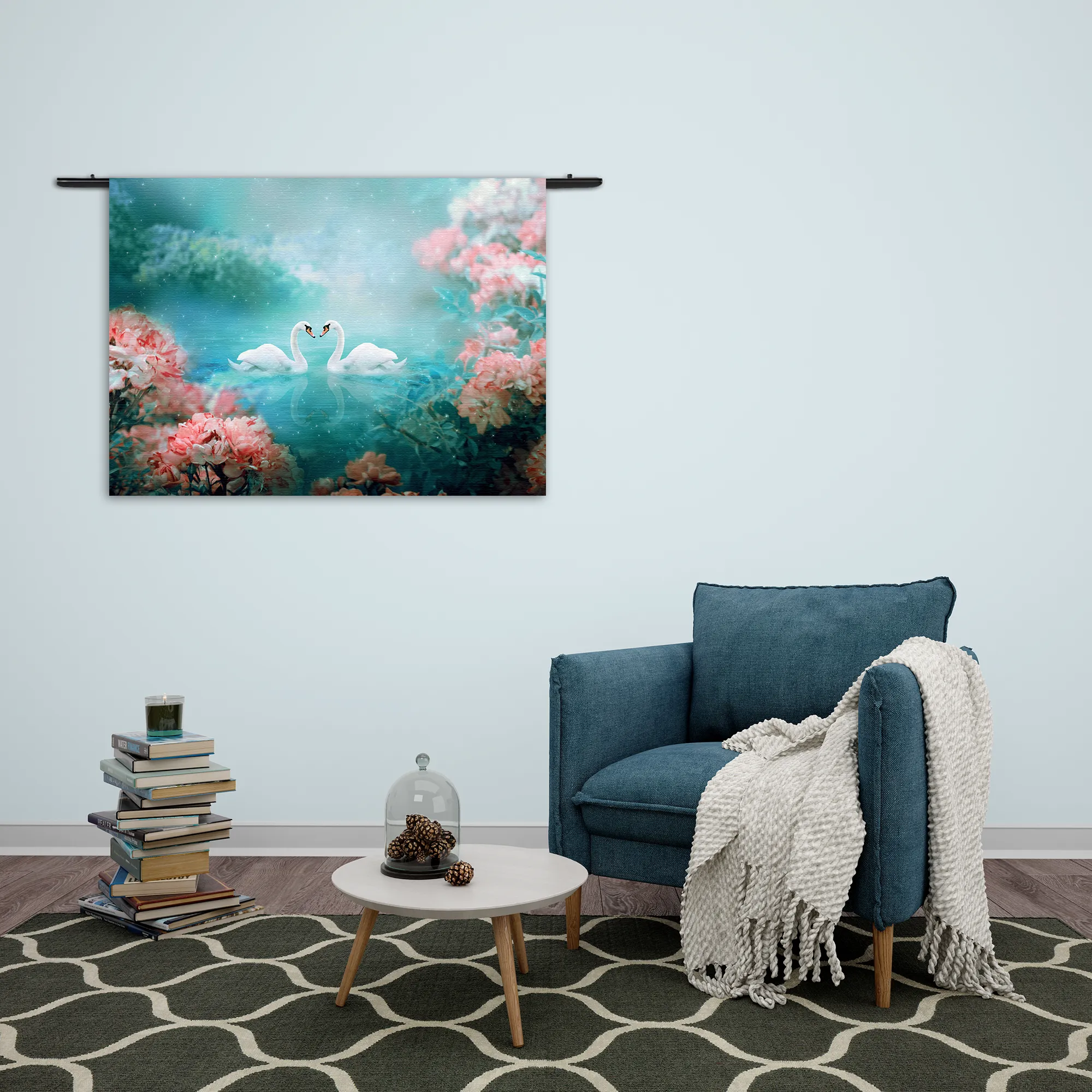 Wandkleed De Verliefde Zwanen Rechthoek Horizontaal Template 50 70 WK Horizontaal Romantisch 19 2