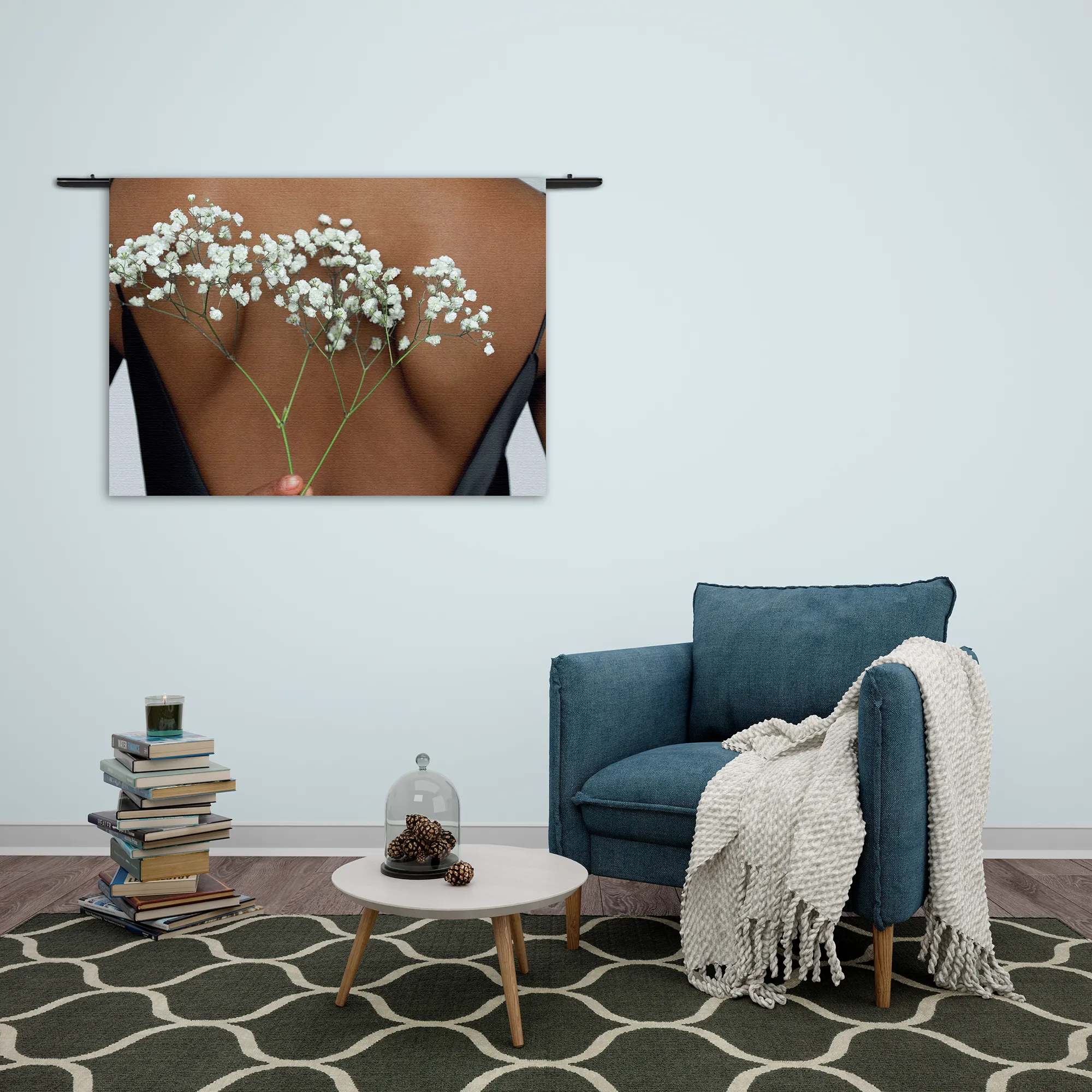 Wandkleed Witte Gipskruid Rechthoek Horizontaal Template 50 70 WK Horizontaal Romantisch 2 2