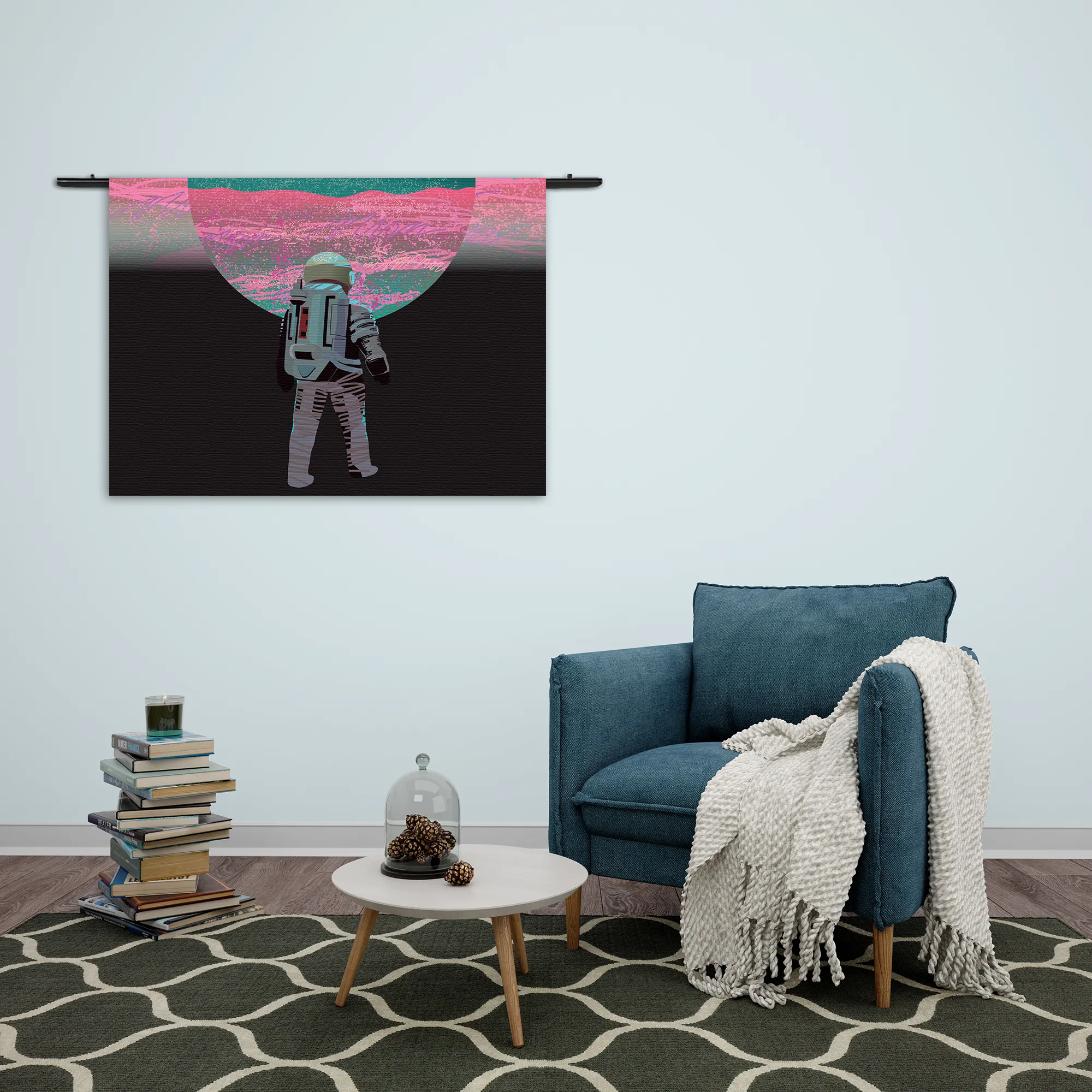 Wandkleed Retro austronaut Rechthoek Horizontaal Template 50 70 WK Horizontaal Ruimtevaart 17 2