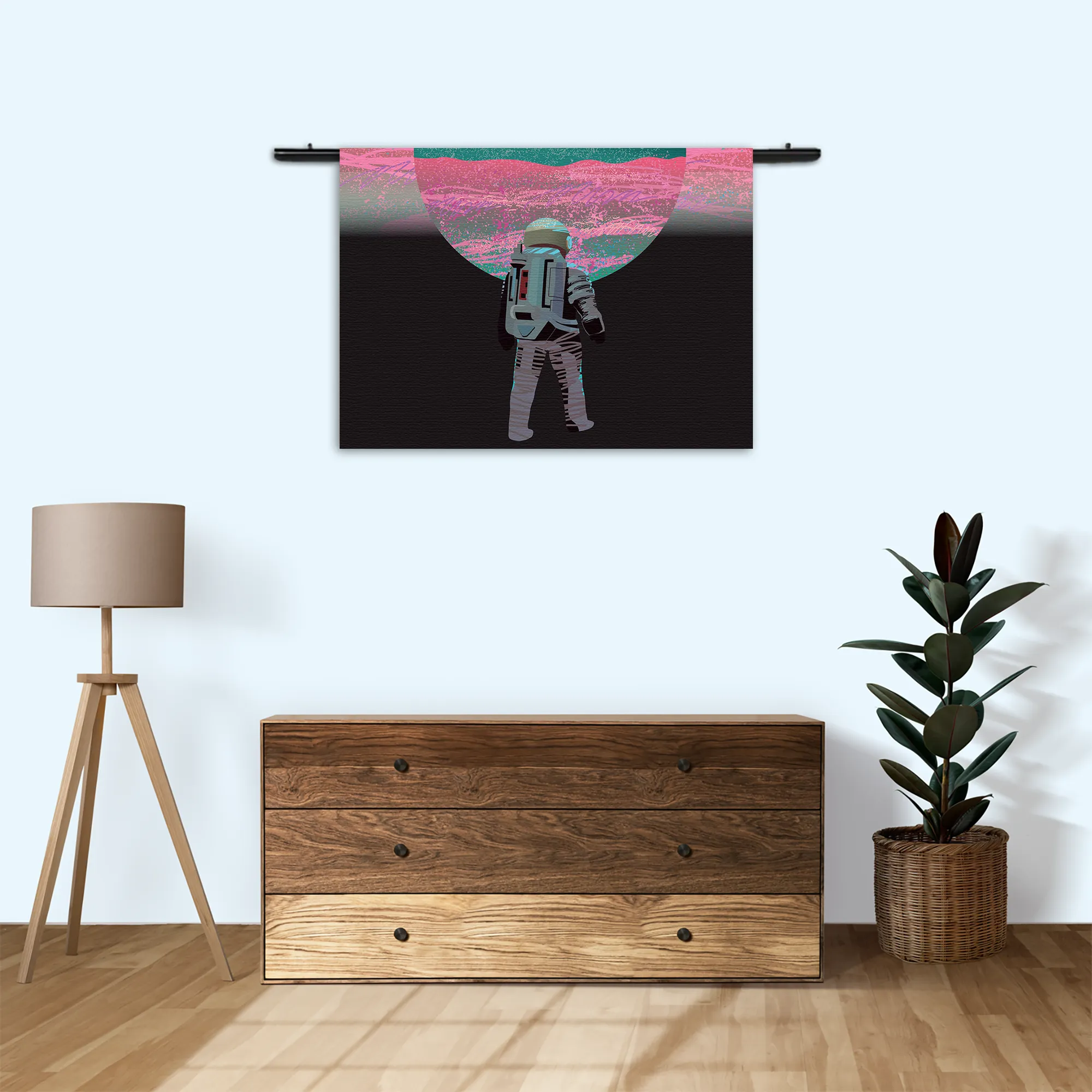 Wandkleed Retro austronaut Rechthoek Horizontaal Template 50 70 WK Horizontaal Ruimtevaart 17 3