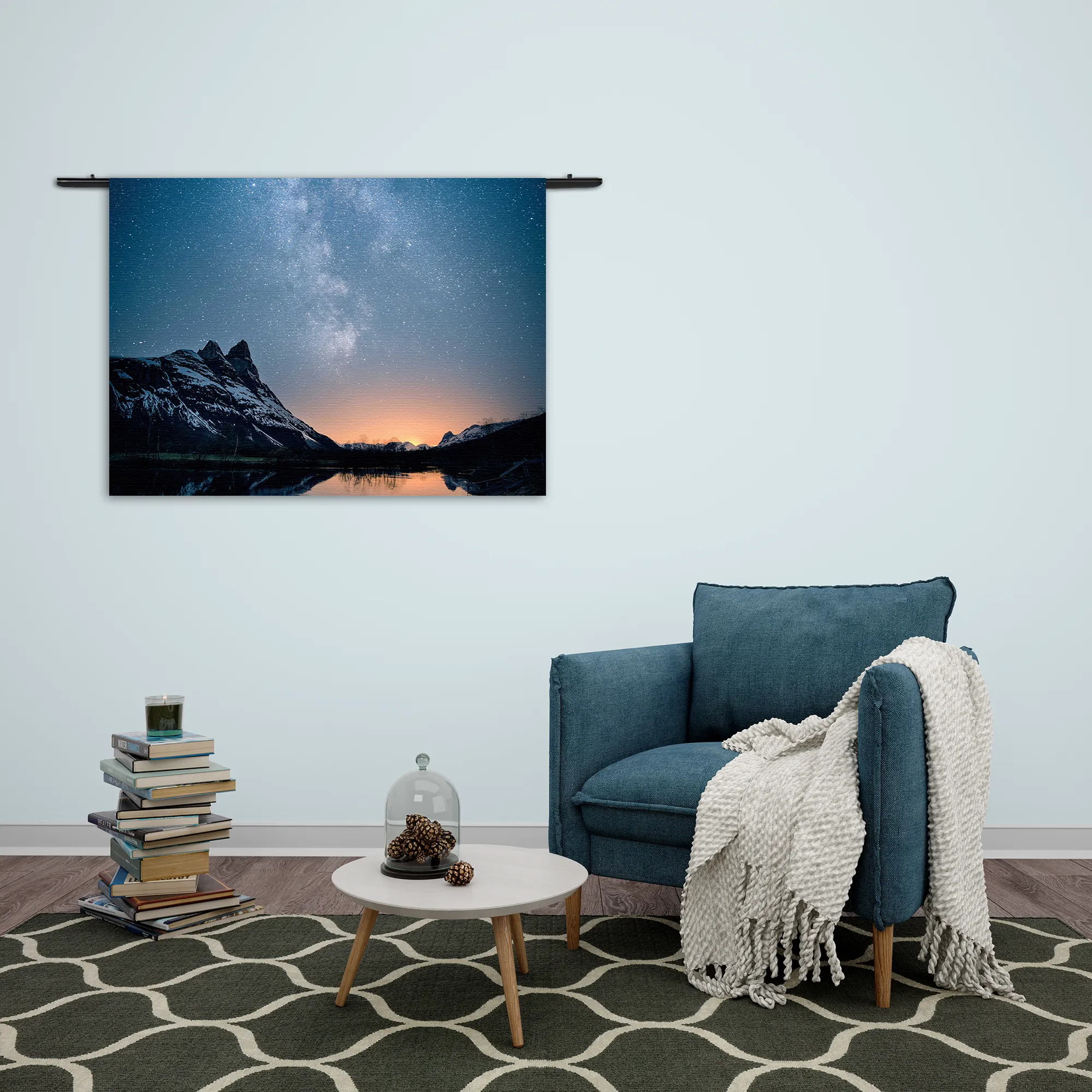 Wandkleed De blauwe melkweg Rechthoek Horizontaal Template 50 70 WK Horizontaal Ruimtevaart 19 2