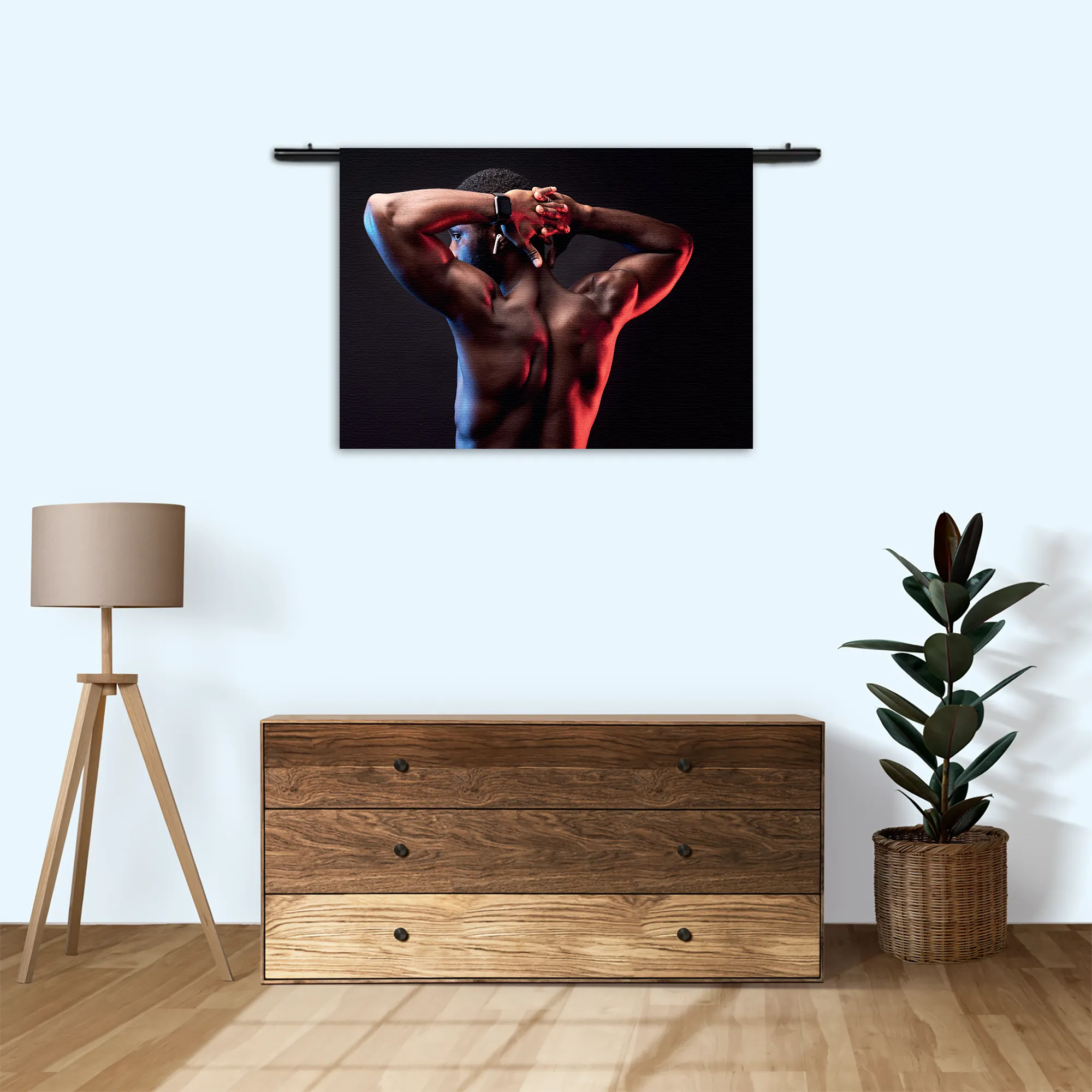 Wandkleed Sportieve Donkere Man Rechthoek Horizontaal Template 50 70 WK Horizontaal Sport 19 3