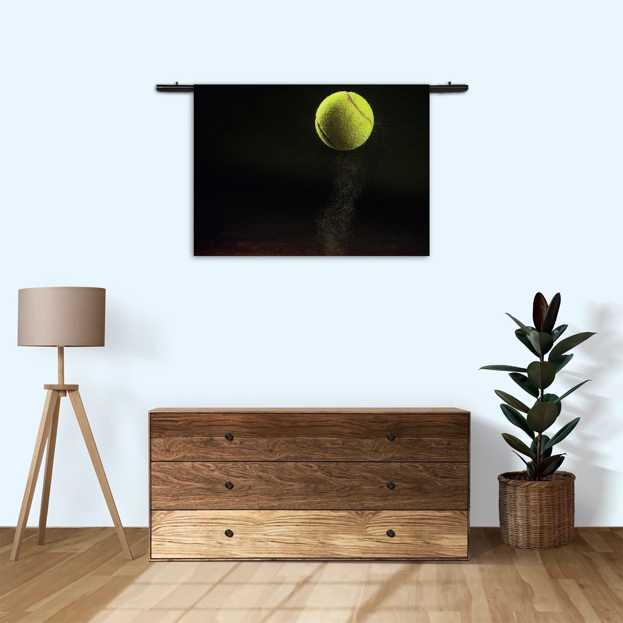 Wandkleed Tennisbal Op Grevel Rechthoek Horizontaal Template 50 70 WK Horizontaal Sport 9 3