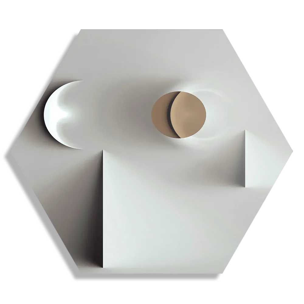 Schilderij Scandinavisch Wit met Goudkleurig Element Hexagon Template Hexagon1 Abstract 01 1