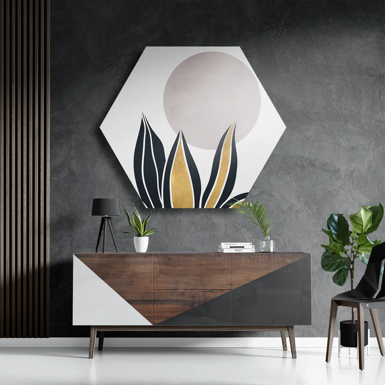 Schilderij Het gouden blad Hexagon Template Hexagon1 Abstract 04 3