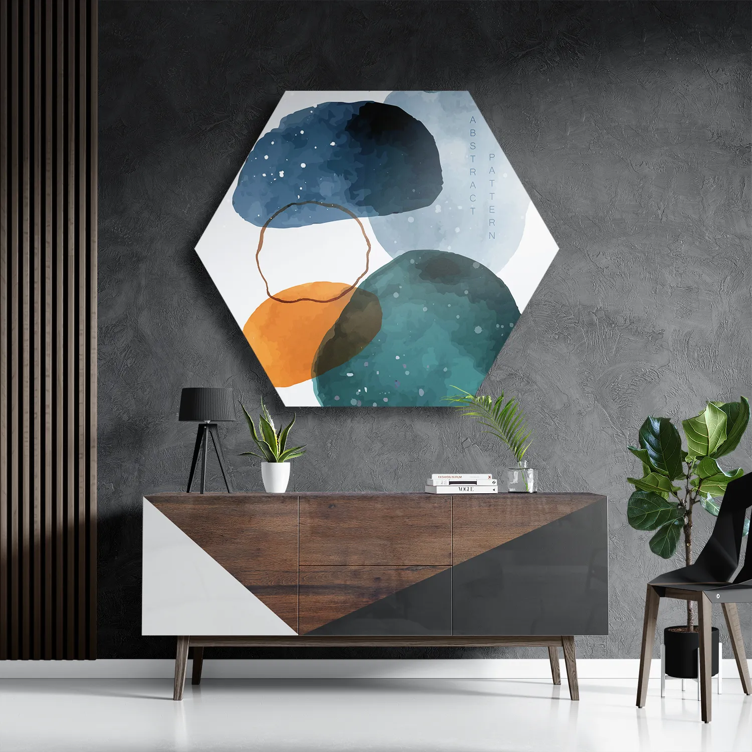 Template_Hexagon1_Abstract_08-3 Schilderij Scandinavisch Kleurrijk Hexagon Template Hexagon1 Abstract 08 3