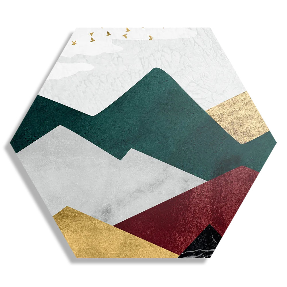 Schilderij Kleurrijke Bergen 01 Hexagon Template Hexagon1 Abstract 09 1