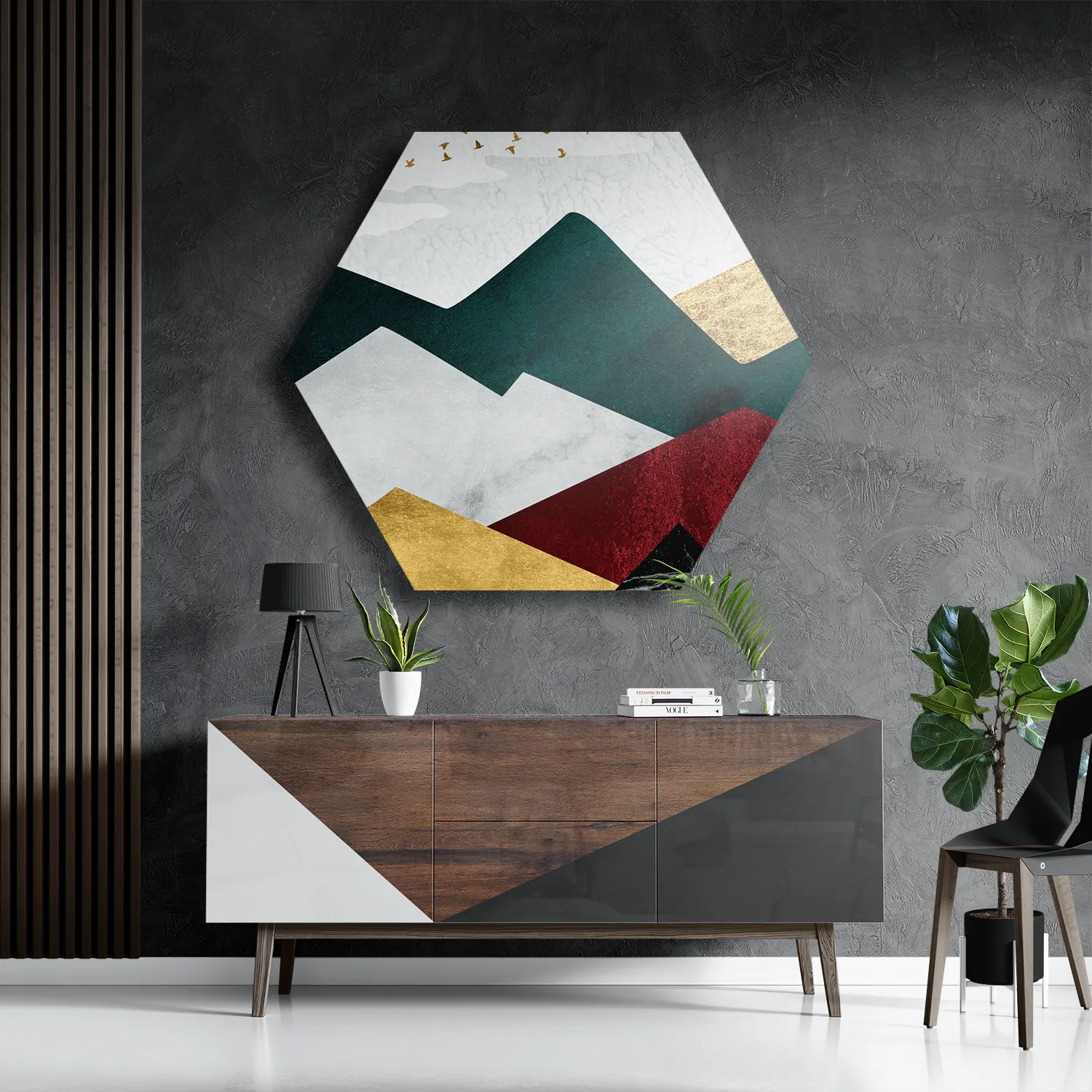 Schilderij Kleurrijke Bergen 01 Hexagon Template Hexagon1 Abstract 09 3