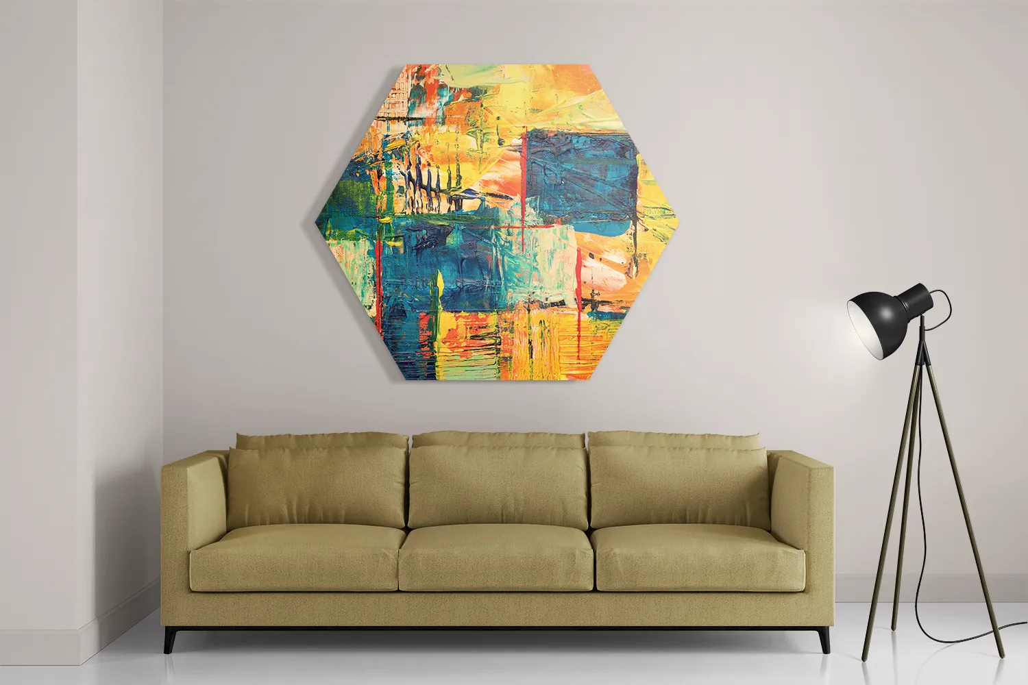 Schilderij Kunst Mondriaan Stijl Kleurrijk Hexagon Template Hexagon1 Abstract 103 2