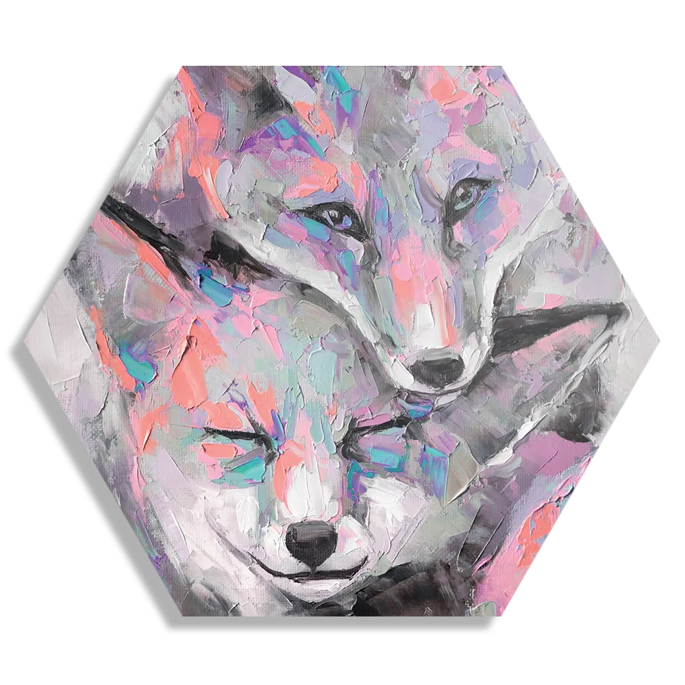Schilderij De Schattige Vosjes Hexagon Template Hexagon1 Abstract 105 1