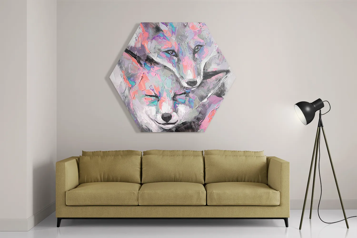 Schilderij De Schattige Vosjes Hexagon Template Hexagon1 Abstract 105 2
