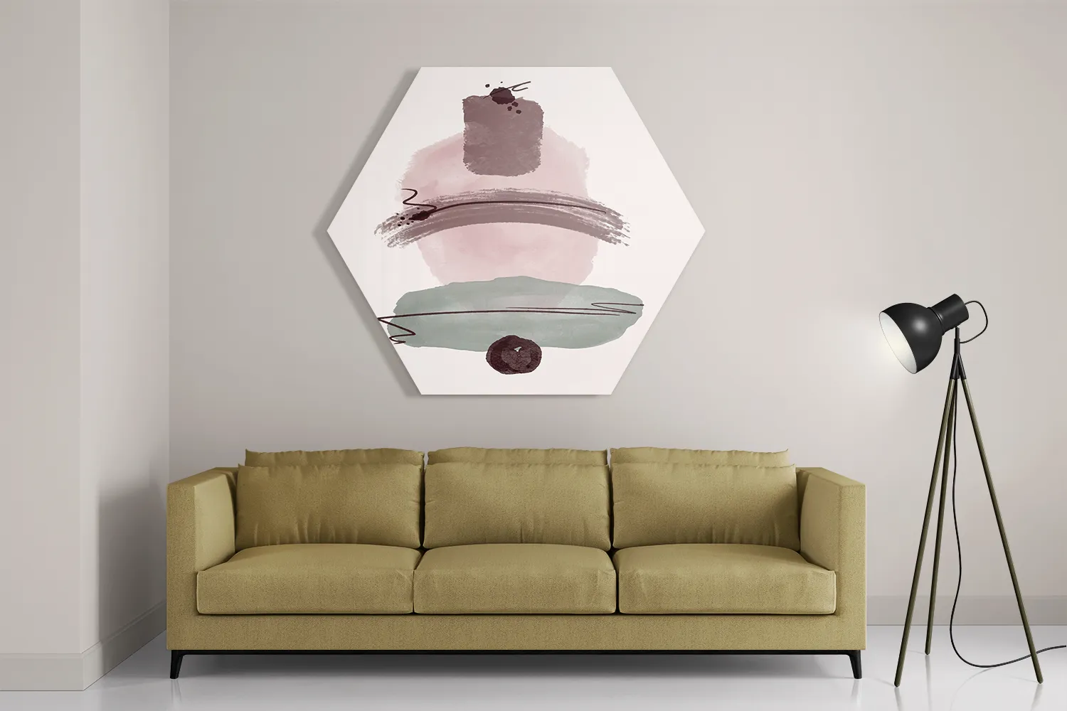 Schilderij Scandinavisch Roze en Groen Tinten Hexagon Template Hexagon1 Abstract 109 2