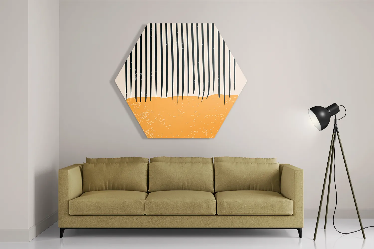 Schilderij Scandinavisch Oranje Zwart Hexagon Template Hexagon1 Abstract 115 2