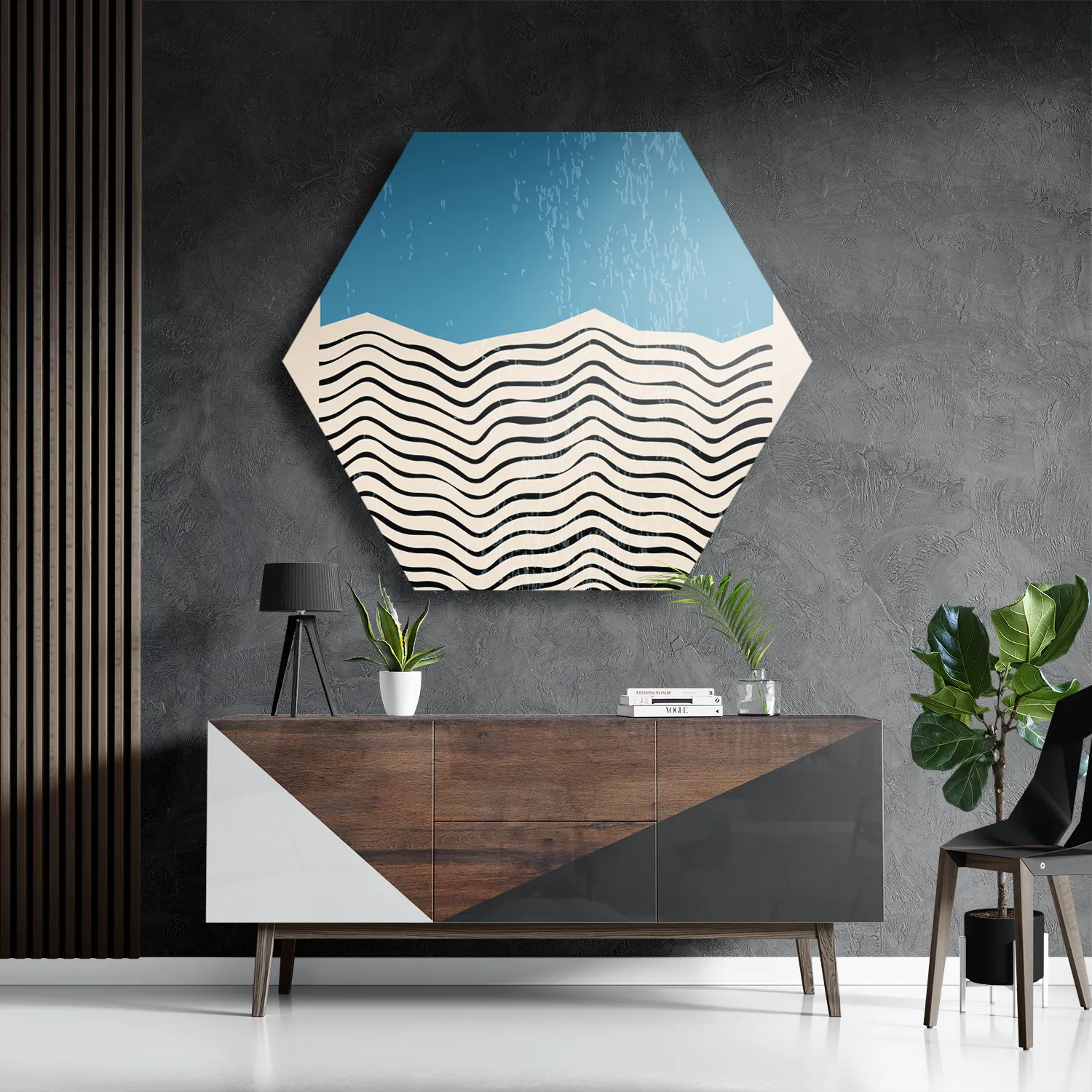 Template_Hexagon1_Abstract_13-3 Schilderij Scandinavisch Basis Blauw Hexagon Template Hexagon1 Abstract 13 3