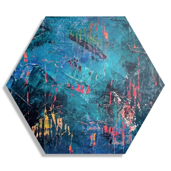 Schilderij Het blauwe schilderwerk Hexagon Template Hexagon1 Abstract 15 1