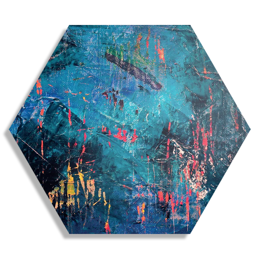 Schilderij Het blauwe schilderwerk Hexagon Template Hexagon1 Abstract 15 1