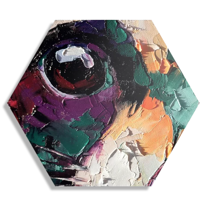 Schilderij Geschilderde Dierenkop in Kleur Hexagon Template Hexagon1 Abstract 42 1