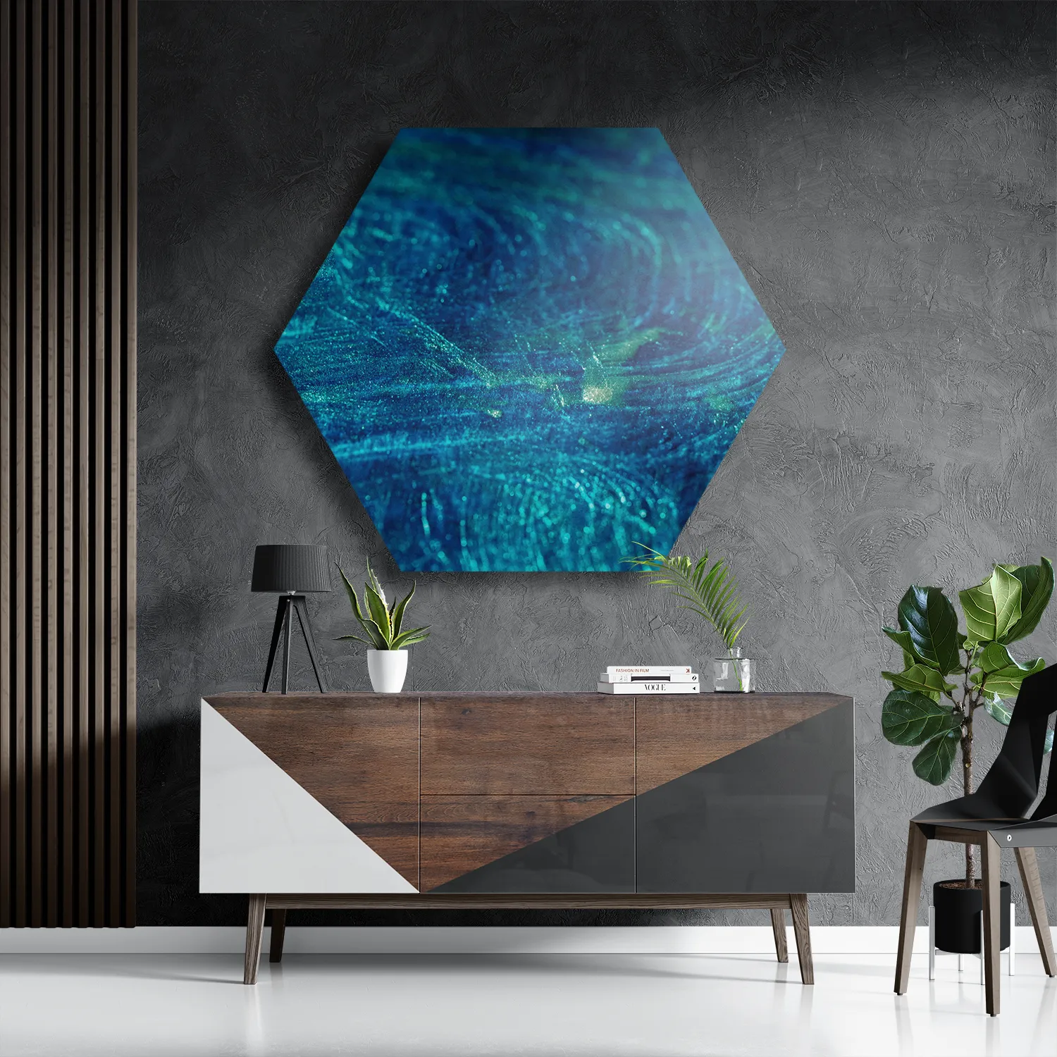 Schilderij Blue Ice Hexagon Template Hexagon1 Abstract 54 3