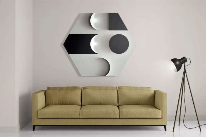 Schilderij Scandinavisch Wit met Zwart Element 02 Hexagon Template Hexagon1 Abstract 62 2