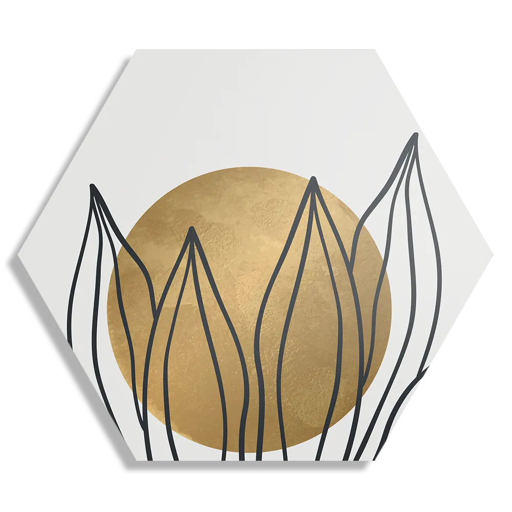 Schilderij Scandinavisch Design Plant met Goud Element 01 Hexagon Template Hexagon1 Abstract 72 1