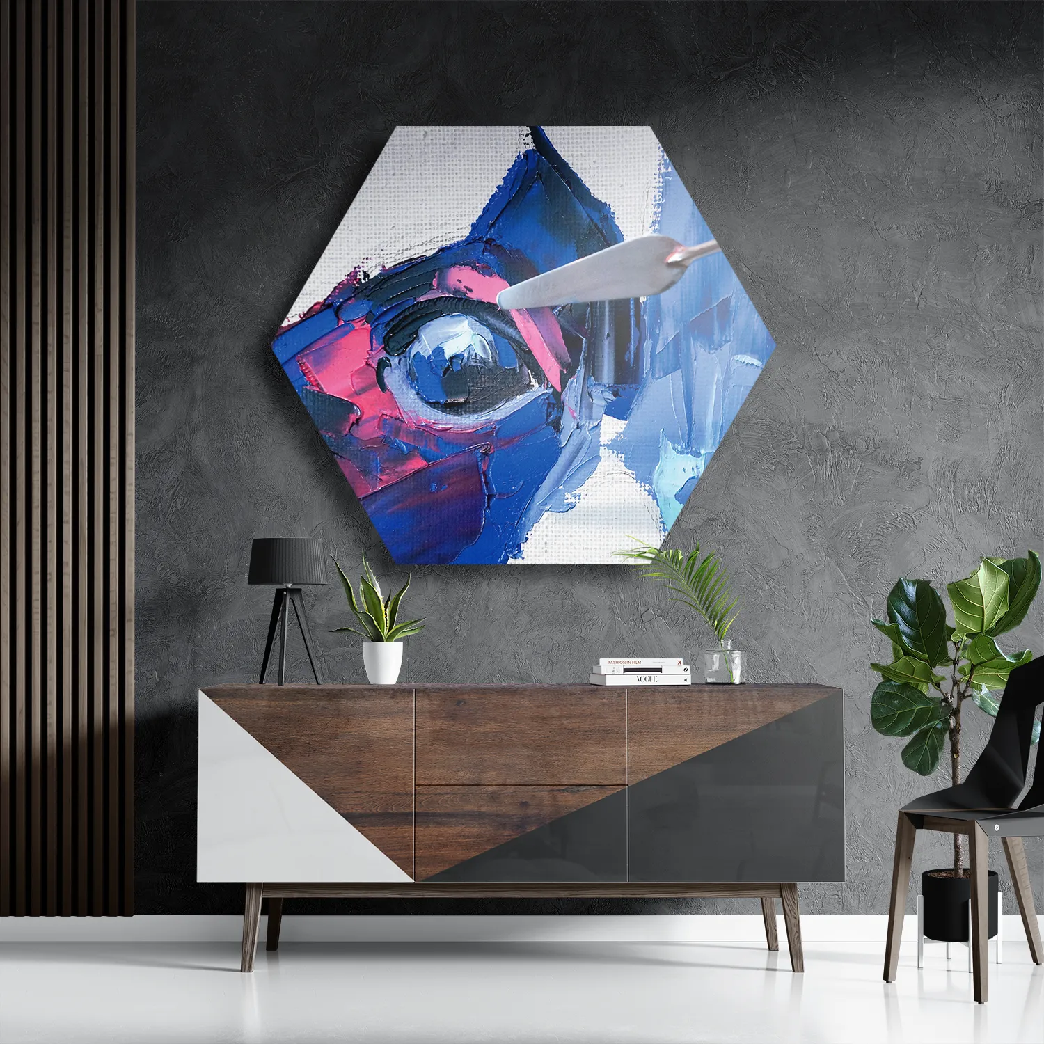 Schilderij Niet Afgeschilderde Dierenkop Kleurrijk Hexagon Template Hexagon1 Abstract 76 3