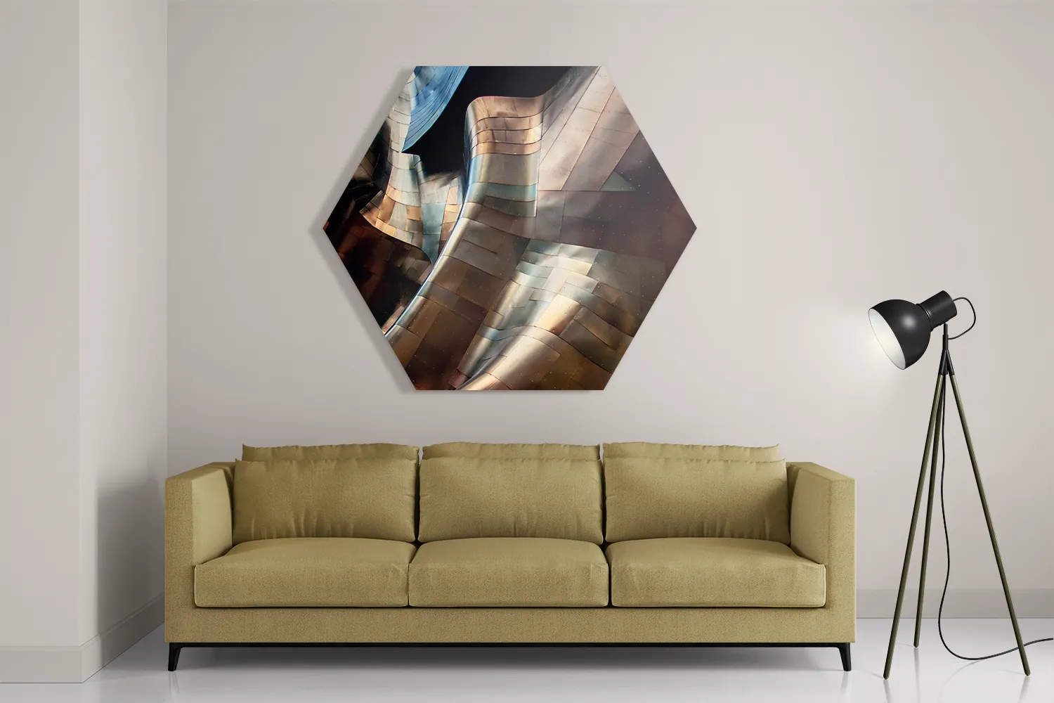 Schilderij Gebogen Stalen Platen - Twisted Metal Hexagon Template Hexagon1 Abstract 82 2