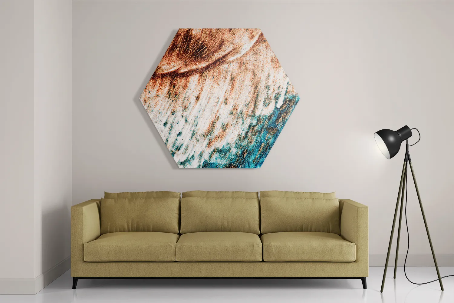 Template_Hexagon1_Abstract_93-2 Schilderij Kunst Oranje blauw Hexagon Template Hexagon1 Abstract 93 2