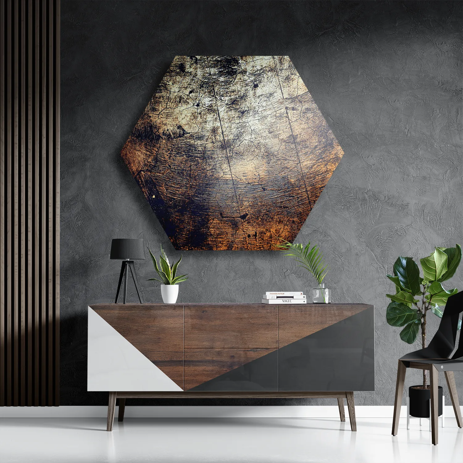 Schilderij Boomstam - Boomschors - Hout Patroon Hexagon Template Hexagon1 Abstract 94 3