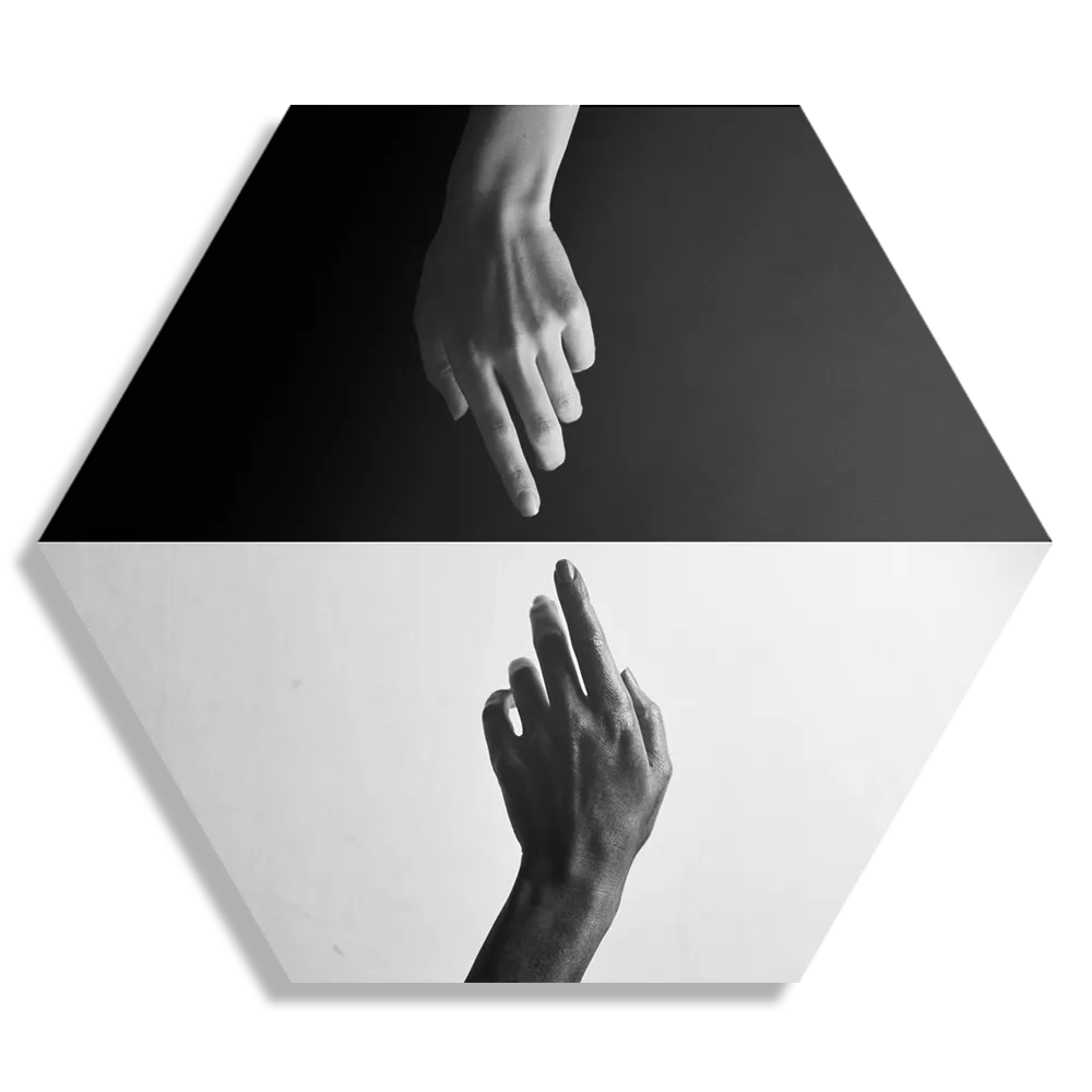 Schilderij De aanraking Black and White Hexagon Template Hexagon1 Beauty 10 1