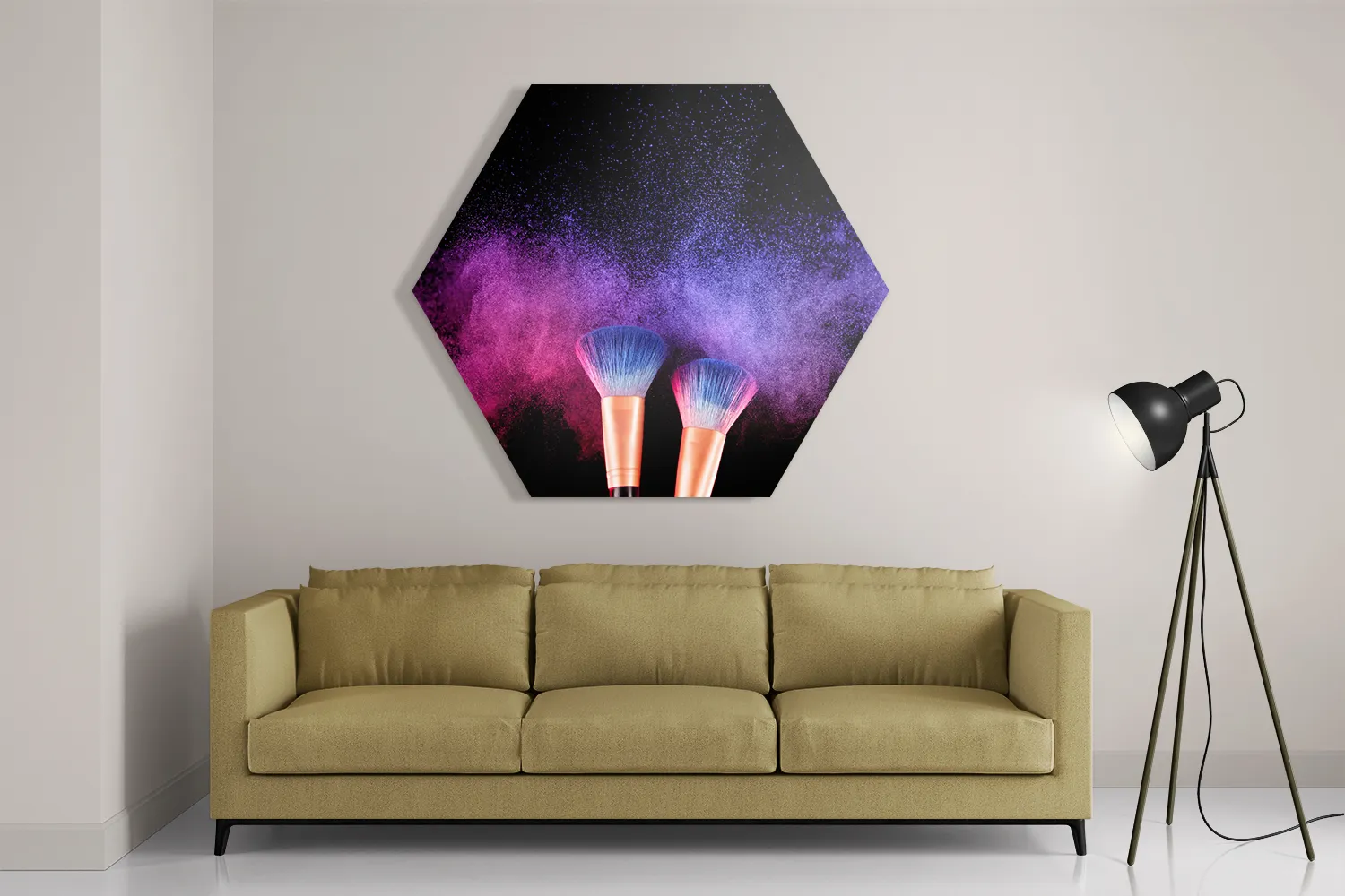 Schilderij Make up Poederkwasten Kleurrijk Hexagon Template Hexagon1 Beauty 4 2