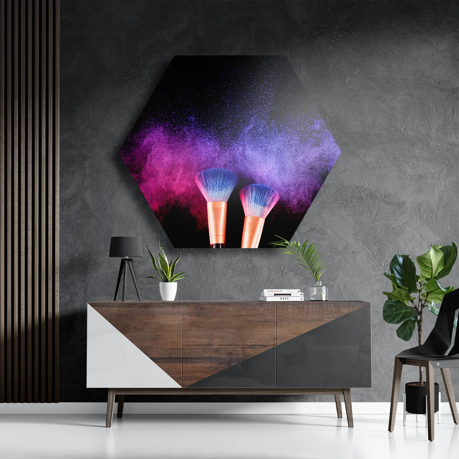 Schilderij Make up Poederkwasten Kleurrijk Hexagon Template Hexagon1 Beauty 4 3