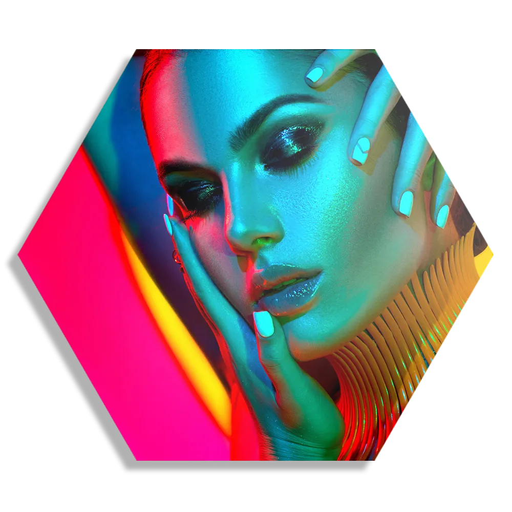 Template_Hexagon1_Beauty_5-1 Schilderij Kleurrijke Vrouw Hexagon Template Hexagon1 Beauty 5 1