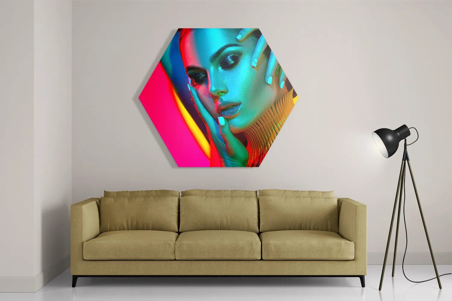 Template_Hexagon1_Beauty_5-2 Schilderij Kleurrijke Vrouw Hexagon Template Hexagon1 Beauty 5 2