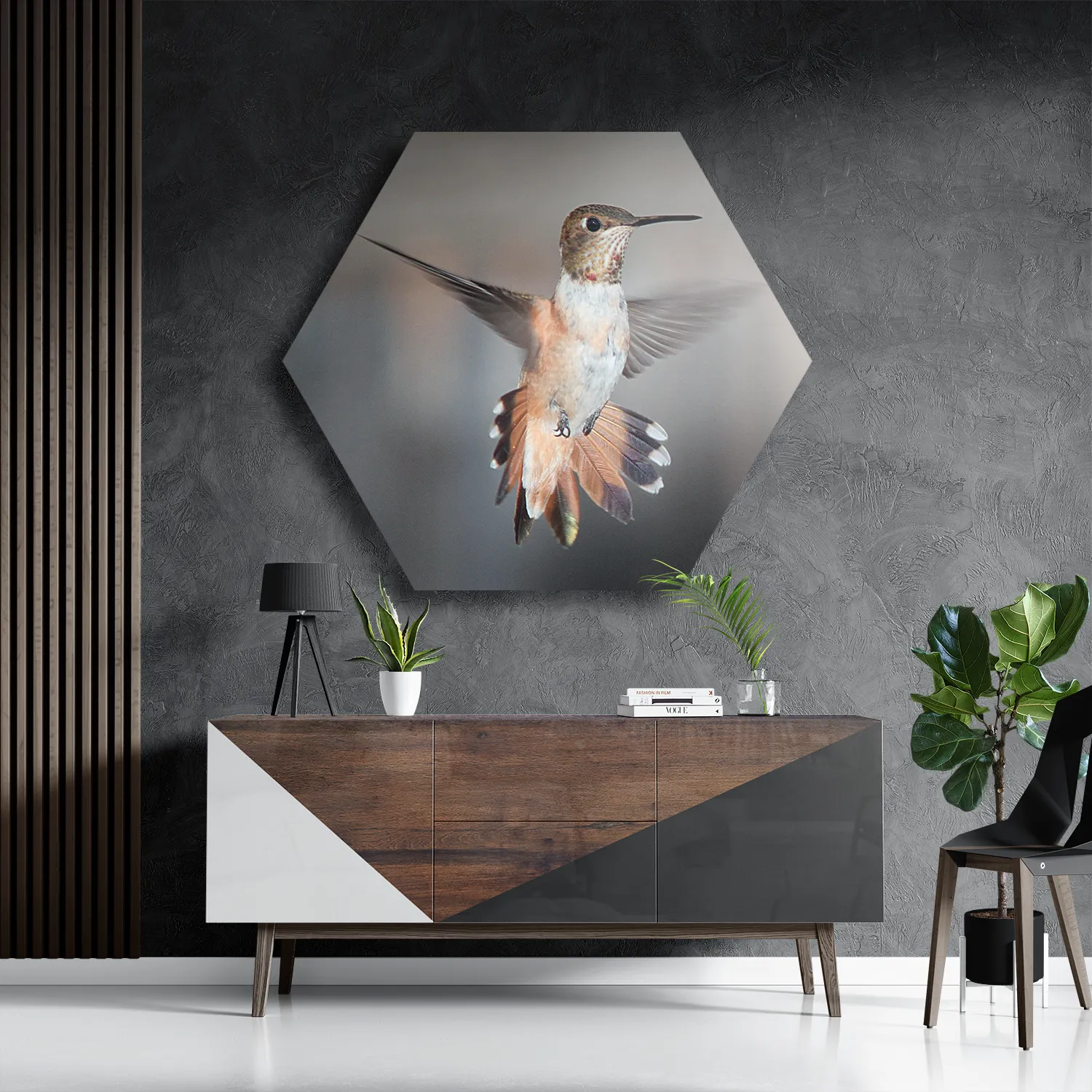Schilderij De Vliegende Kolibrie Vogel Hexagon Template Hexagon1 Dieren 19 3