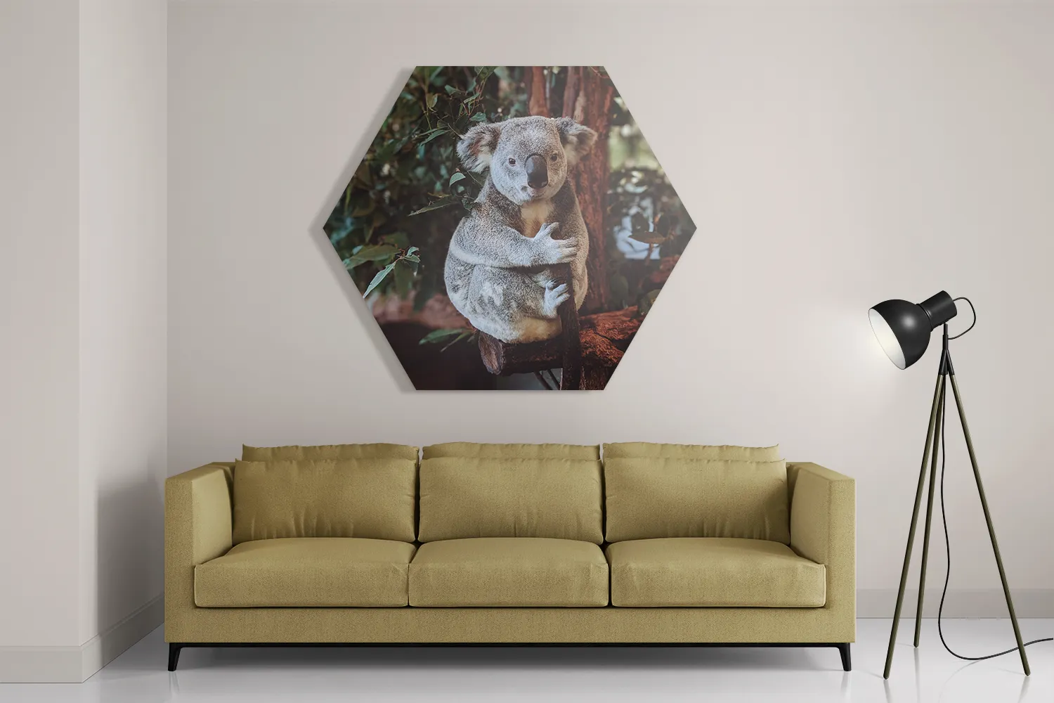 Template_Hexagon1_Dieren_23-2 Schilderij De Vastgelamde Koala Hexagon Template Hexagon1 Dieren 23 2