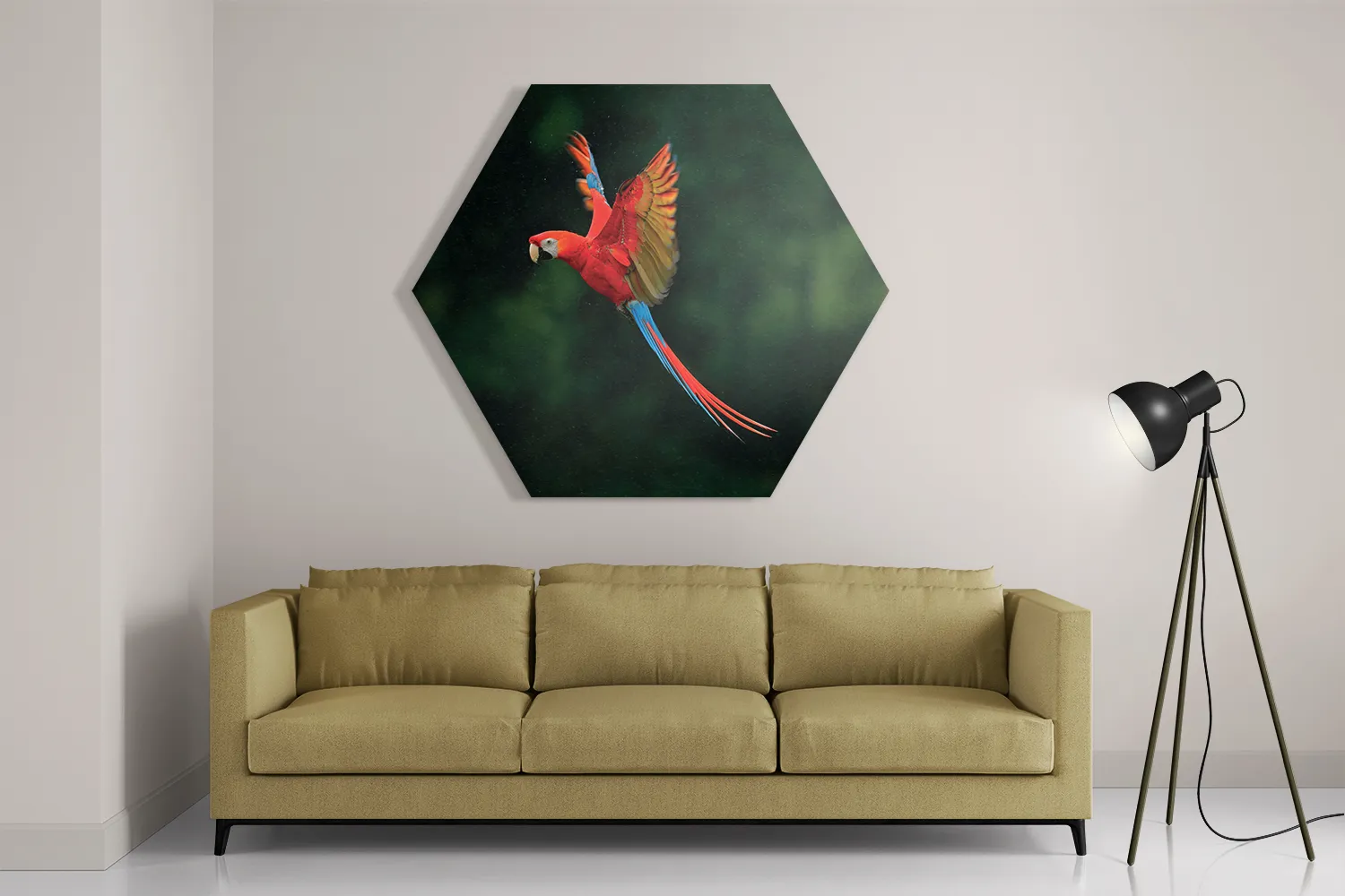 Schilderij Vliegende Ara Vogel Hexagon Template Hexagon1 Dieren 40 2