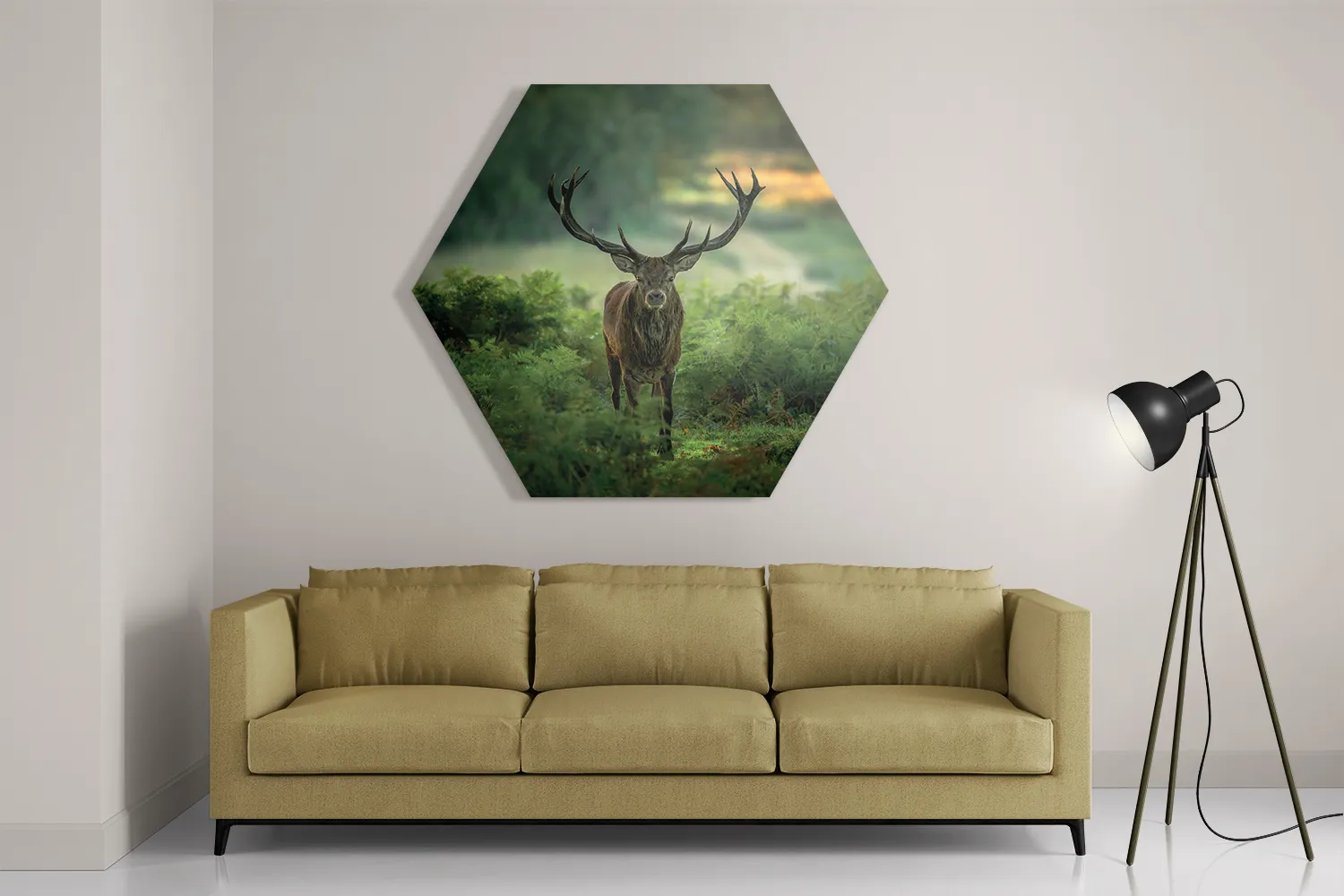 Schilderij Edelhert In Het Bos Hexagon Template Hexagon1 Dieren 45 2