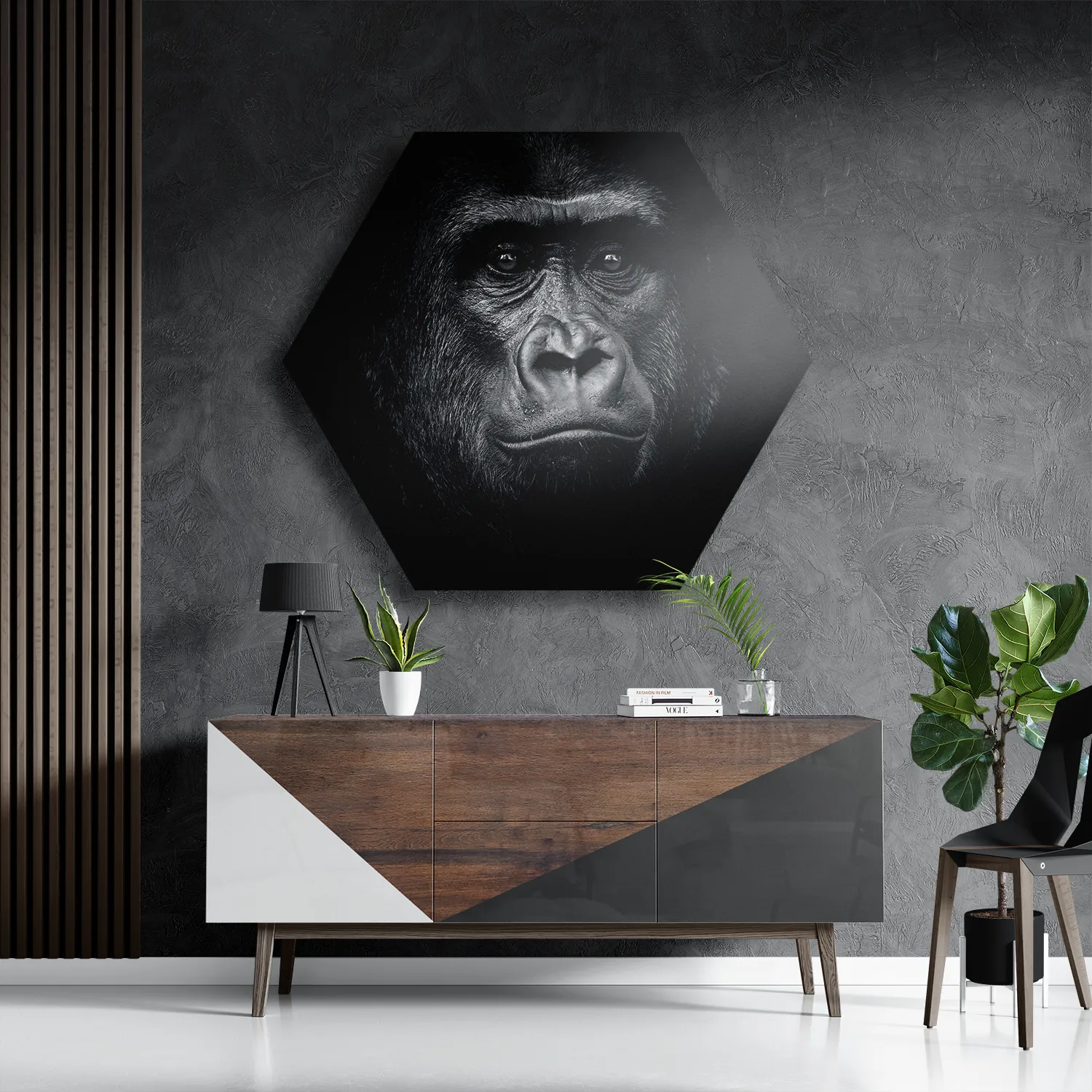 Template_Hexagon1_Dieren_61-3 Schilderij De Gorilla Aap Hexagon Template Hexagon1 Dieren 61 3