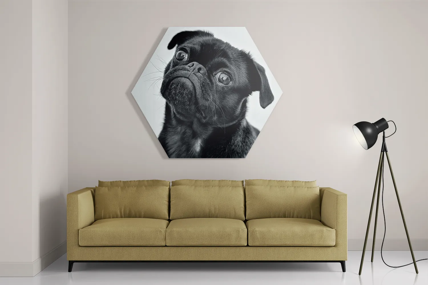 Schilderij Mopshond Zwart Hexagon Template Hexagon1 Dieren 7 2