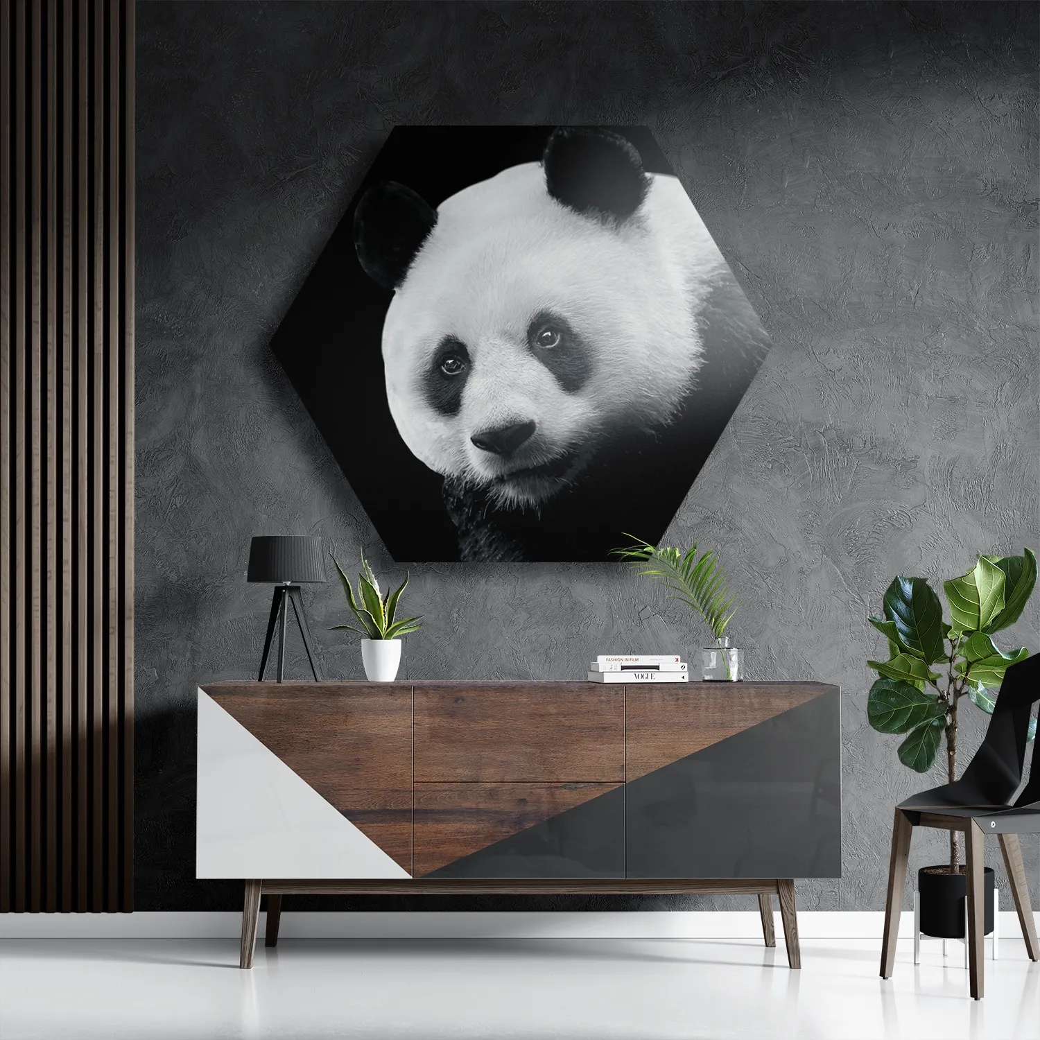 Template_Hexagon1_Dieren_74-3 Schilderij Pandabeer Zwart Wit 02 Hexagon Template Hexagon1 Dieren 74 3