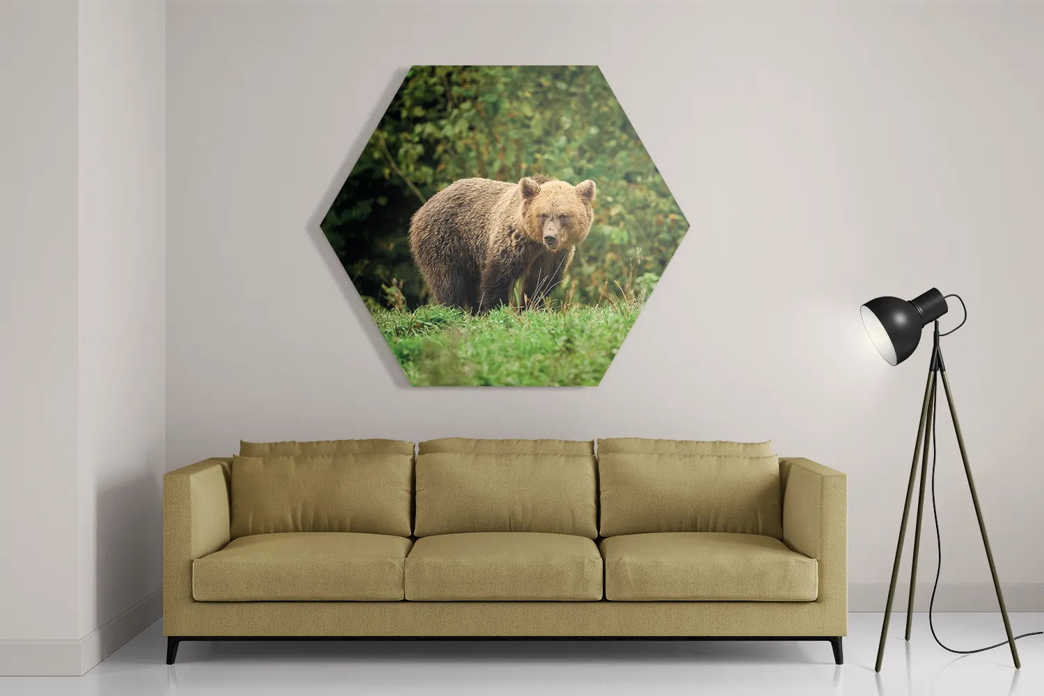 Template_Hexagon1_Dieren_78-2 Schilderij De Beer Tussen Het Groen Hexagon Template Hexagon1 Dieren 78 2