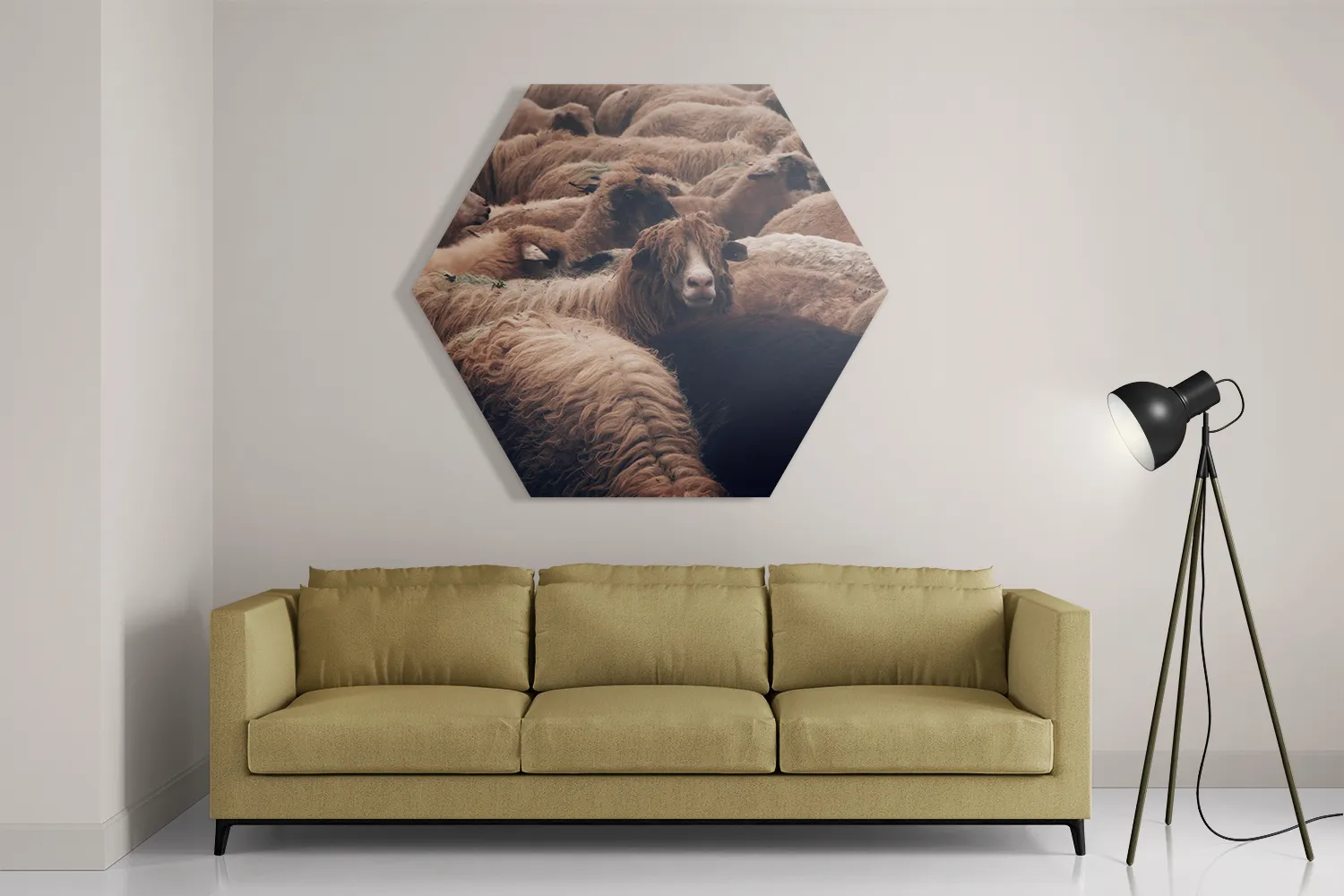 Schilderij Kudde Schapen Hexagon Template Hexagon1 Dieren 8 2