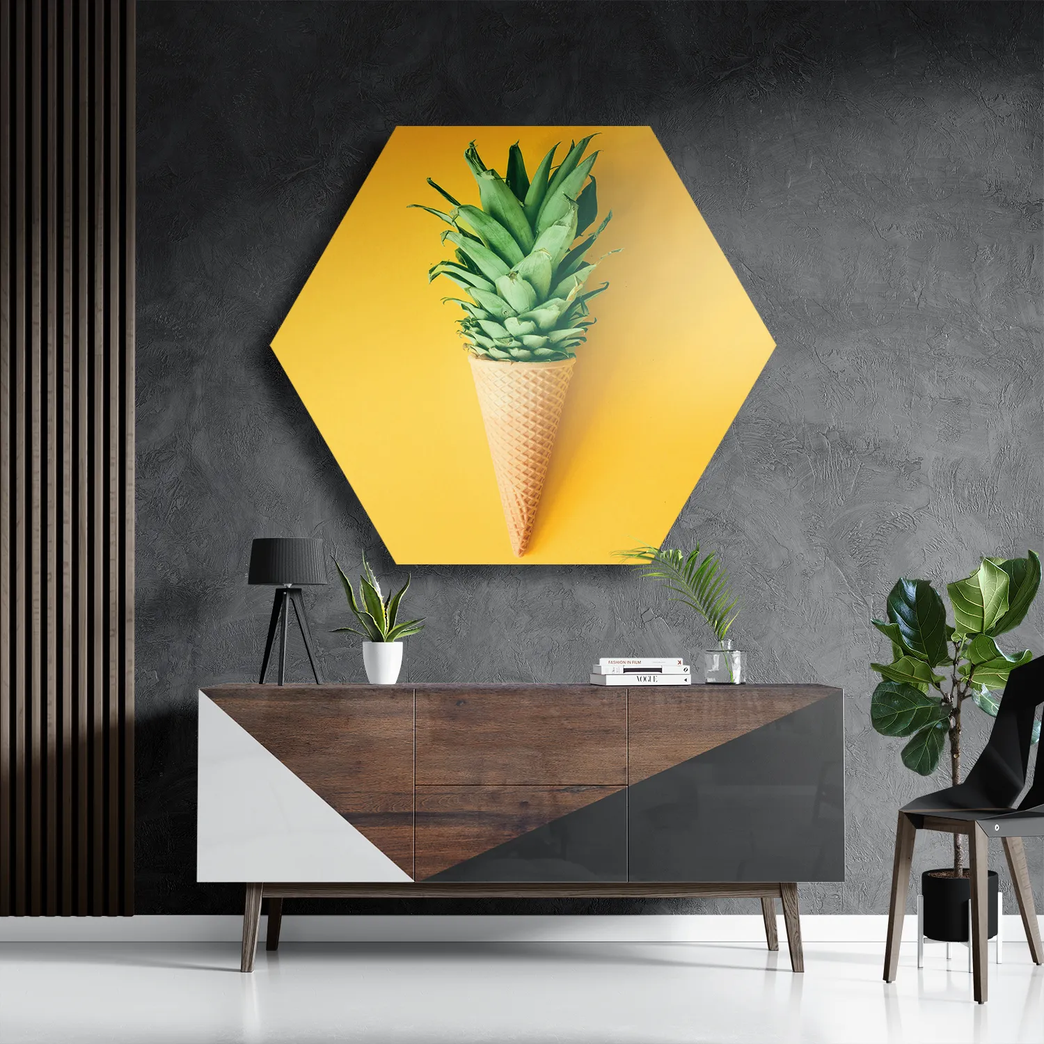 Template_Hexagon1_Eten-En-Drinken_16-3 Schilderij Ijshoorn met Plant Hexagon Template Hexagon1 Eten En Drinken 16 3